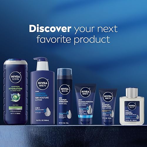 Miniatura 9 de Nivea Men Gel de baño de hidratación máxima jabón corporal de aloe vera para piel seca botella de bomba de 30 onzas líquidas