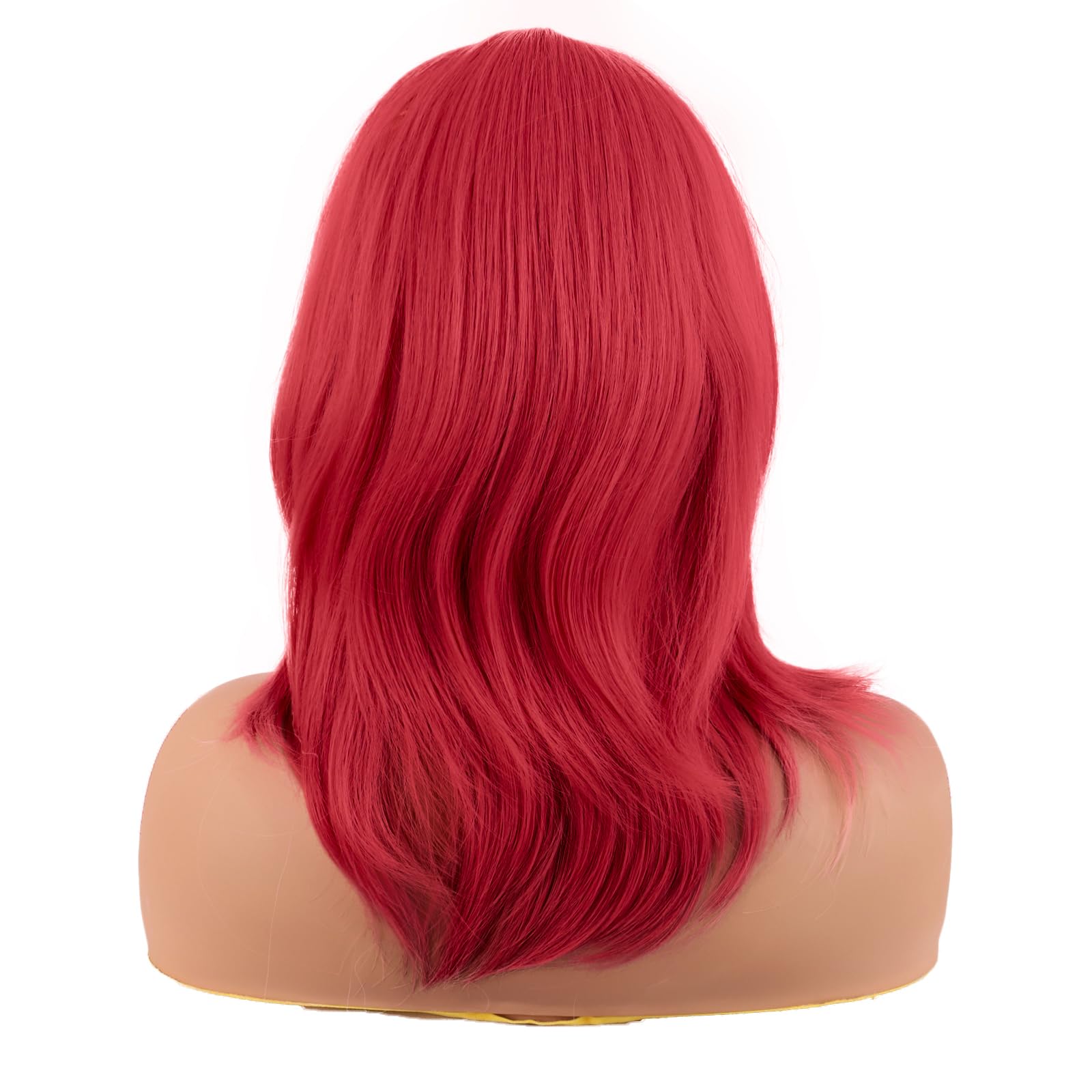 MapofBeauty 18 Inch/45 cm Layered Bangs Straight Synthetic Fiber Shoulder Length Hair Daily Use Wig (bright Red) - Image 4
