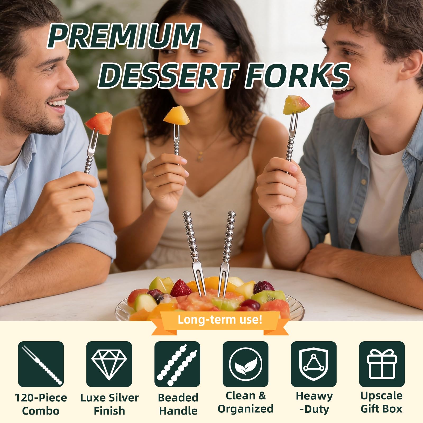 Mini Dessert Forks 120 Count Silver Plated Forks, Mini Fruit Forks 4.2 Inch — Amazon image 2