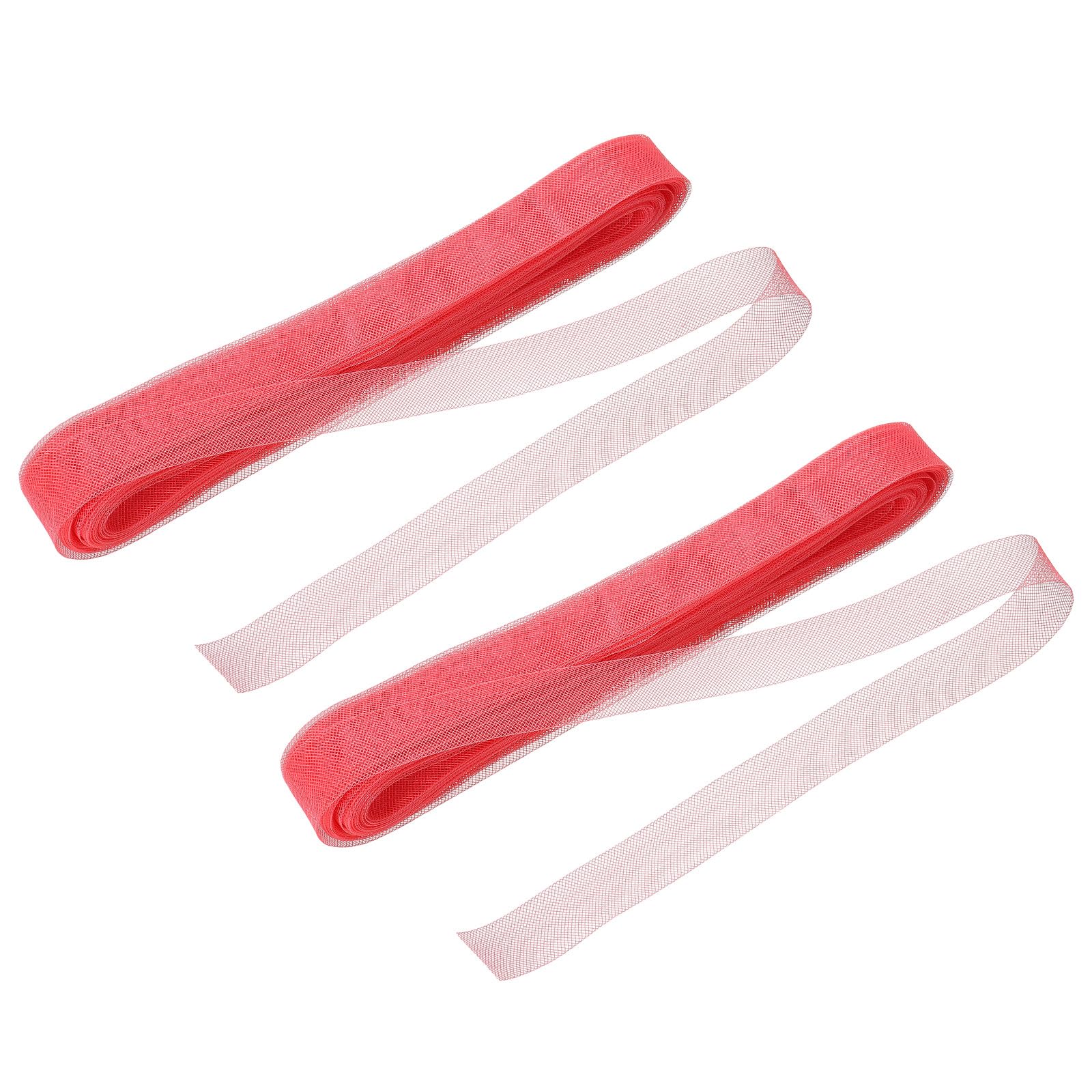 QUARKZMAN 25 Iarde Di Treccia Rigida Di Crine, Larghezza 2,5 Cm/1 Pollice Per Cuciture Steccatura Poliestere Abito Da Sposa Da Ballo Accessori Fai Da Te, Rosa Brillante (2 Rotoli)
