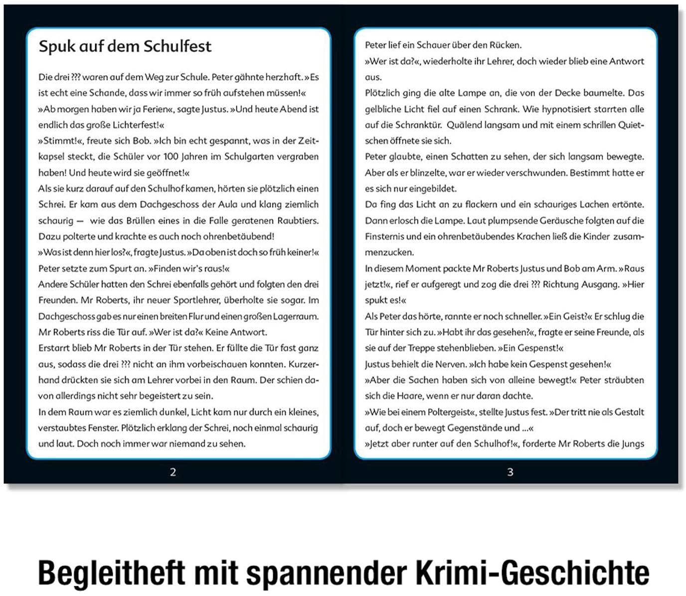 Die drei ??? Kids - Krimi Puzzle - Spuk auf dem Schulfest von KOSMOS 697983, Leuchtet im Dunkeln, 200 Teile, Lesen, Puzzeln, Rätsel lösen, Detektiv Puzzle für Kinder ab 8 Jahre