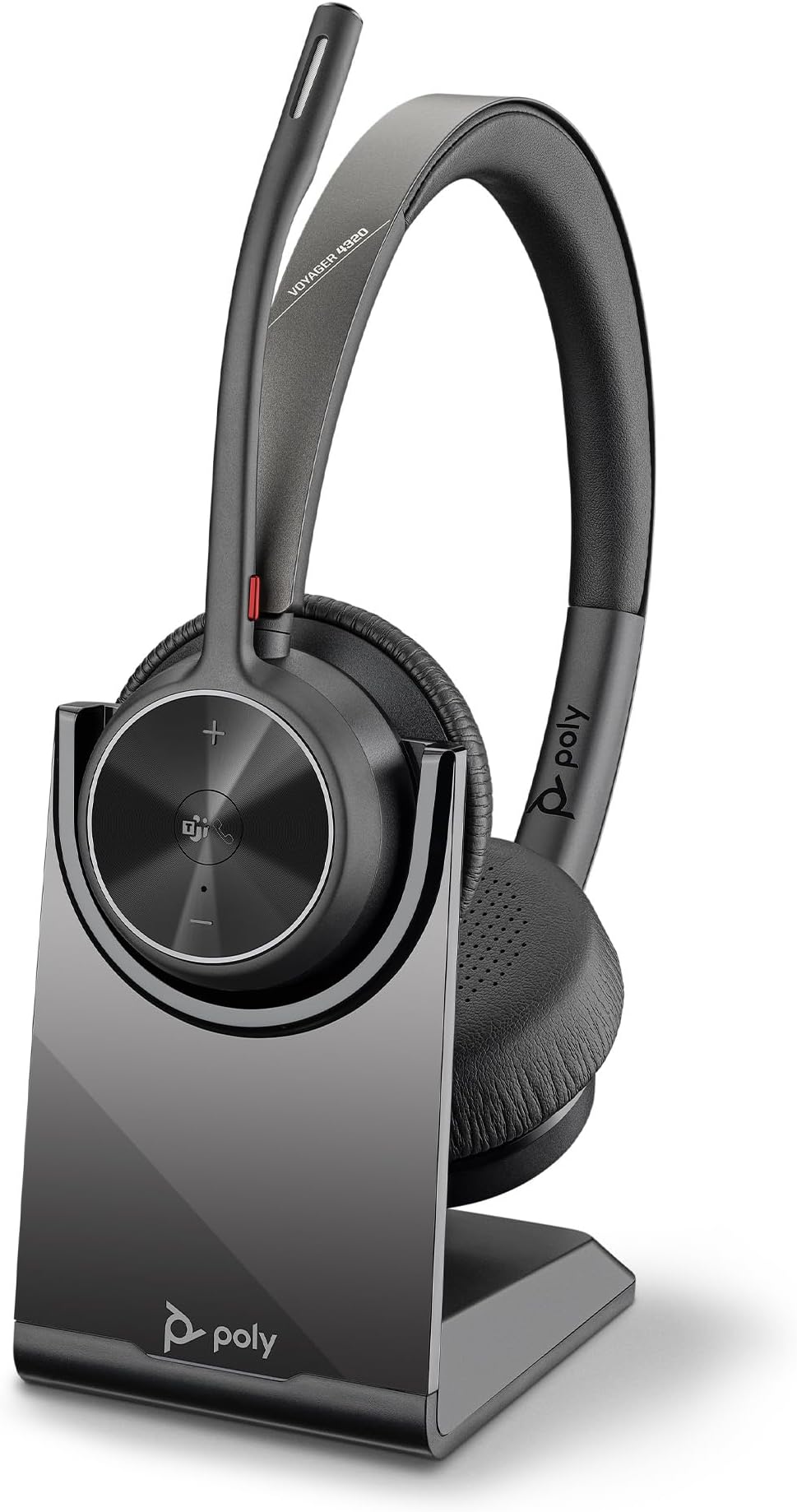 HP Poly Voyager 4320 UC Wireless Headset & Charge Stand - Noise-Canceling Boom Mic - Connect to PC via USB-C to USB-A Adapter, Cell Phone via Bluetooth - Microsoft Teams Certified