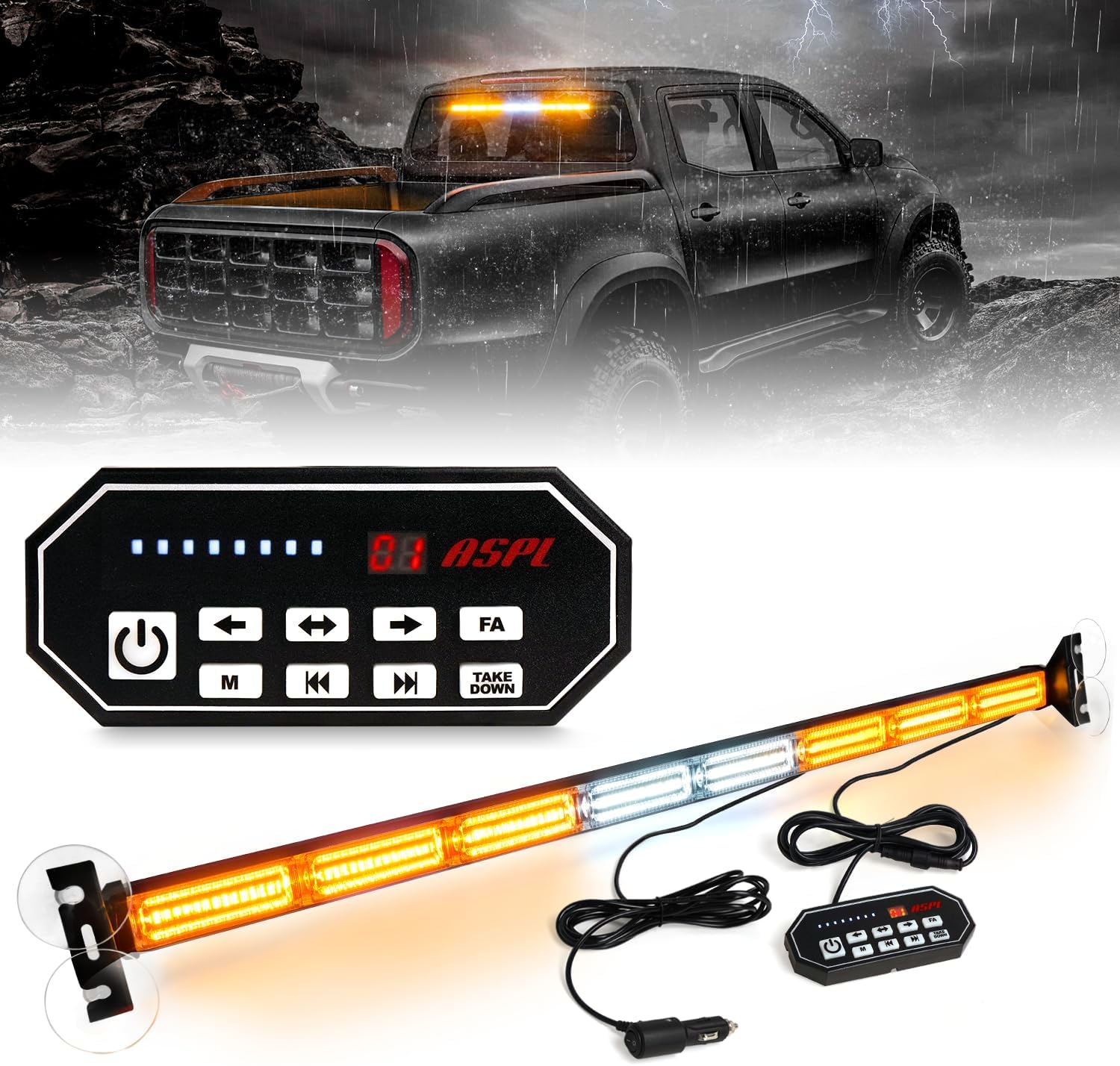 ASPL 32 inch Dash Traffic Advisor Strobe Light Bar with