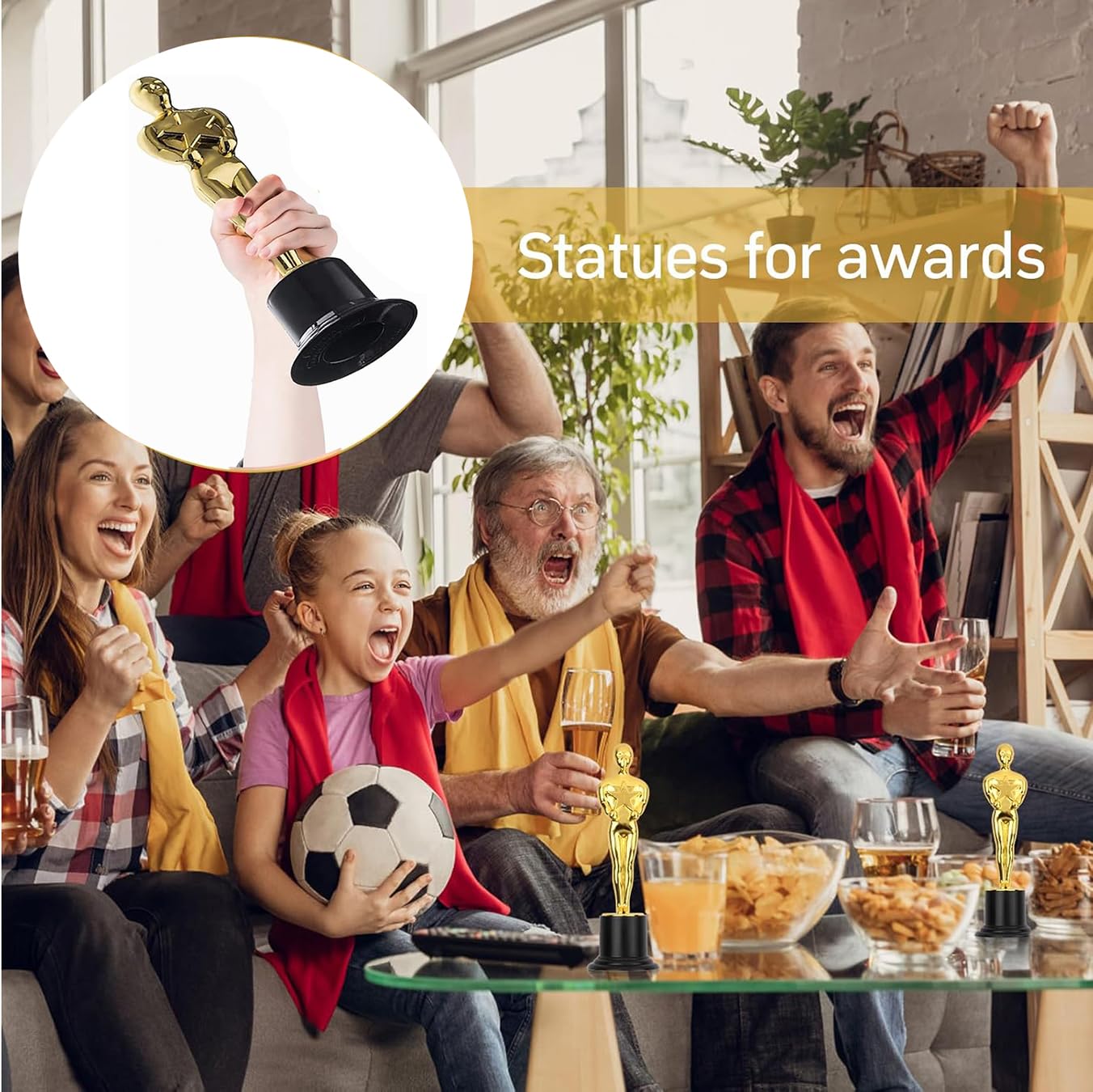 Trofei,4 PCS Coppe e Trofei Calcio per Bambini,Trofeo Vincitore d'oro,Premiazione Sportiva,Coppa Plastica Placcata per Carnevale,Feste,Gala,Decorazione