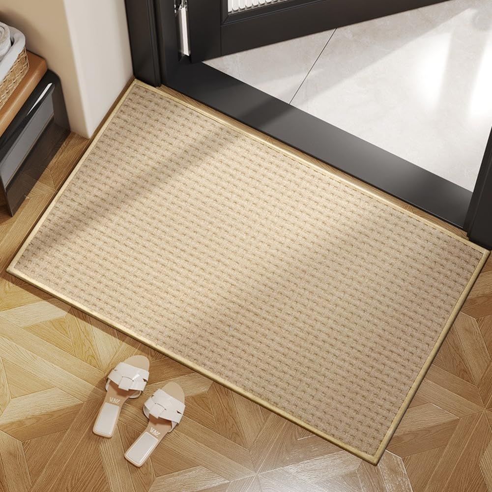 Alfombra cuadrada de fibra de poliéster, alfombrilla de baño antideslizante para baño con tono amarillo claro y confiable para el uso diario (60x90cm marrón)