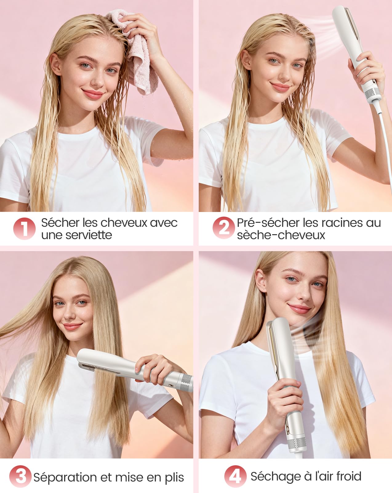HOMEASY Lisseur Cheveux 2-en-1 : Séchage + Lissage Instantané - Fer à Lisser Professionnel, Technologie Lonique & Nanofibre, 3 Températures + 2 Vitesses, Écran LCD - Lisseur Boucleur Pour Tous Cheveux
