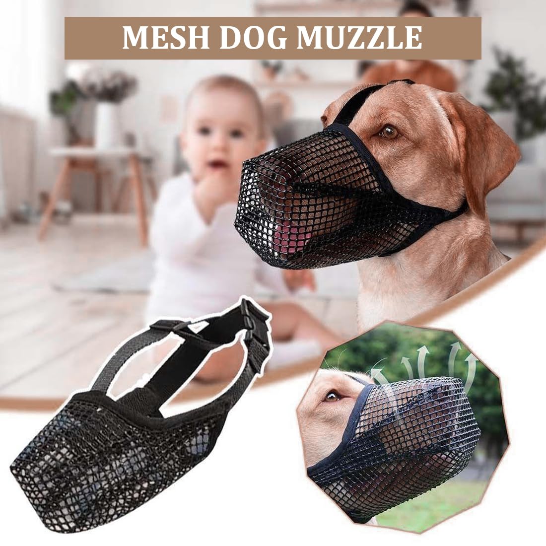 Museruola per Cani, Museruola Traspirante Cani Regolabile, Addestramento A Maschera, Copertura di Piccola Media Grande Taglia