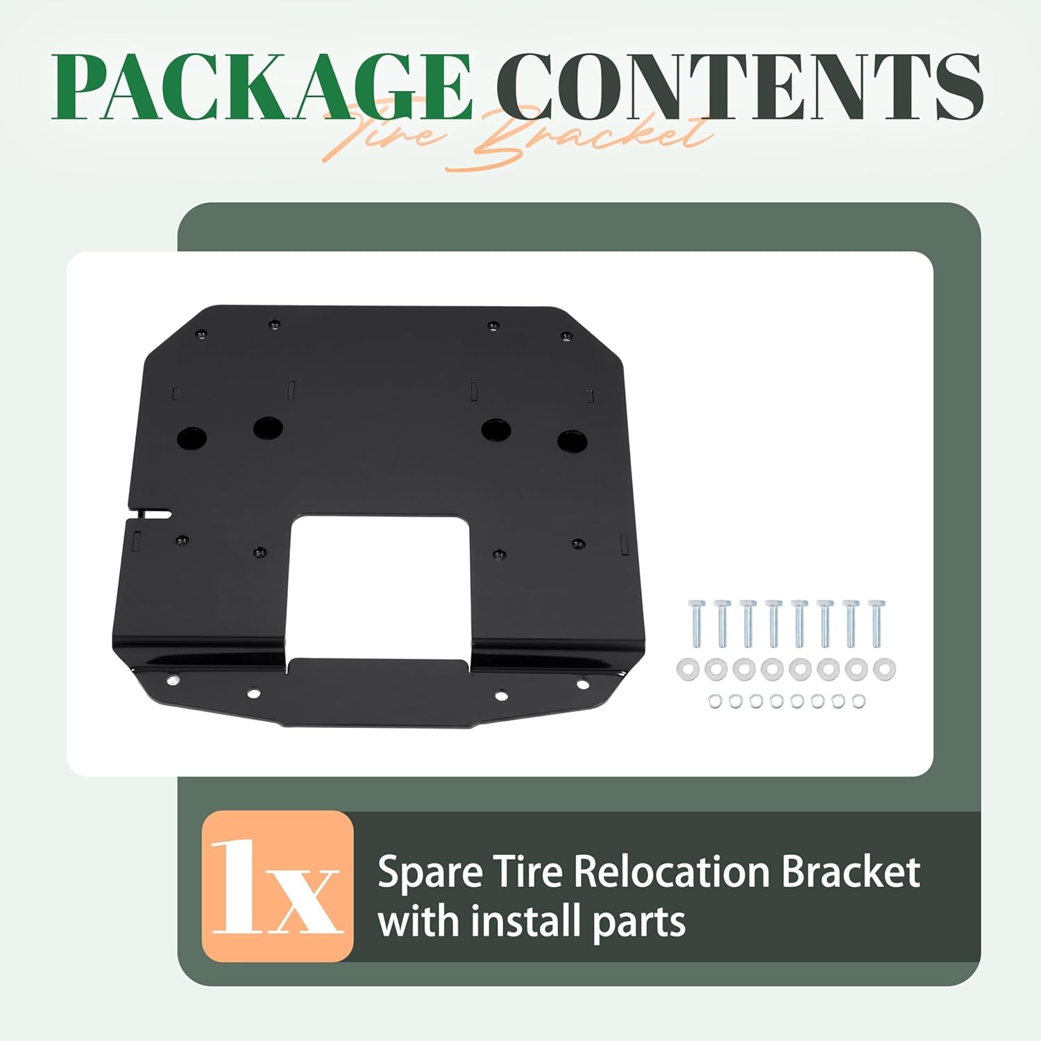 Spare Tire Relocation Mounting Bracket Compatible with 2018-2025 Jeep Wrangler JL (2Door/Unlimited) & 2021-2024 Wrangler 4xe-Powder Coated Steel, Up to 35" Tires, Tire Carrier Holder Tire Rack