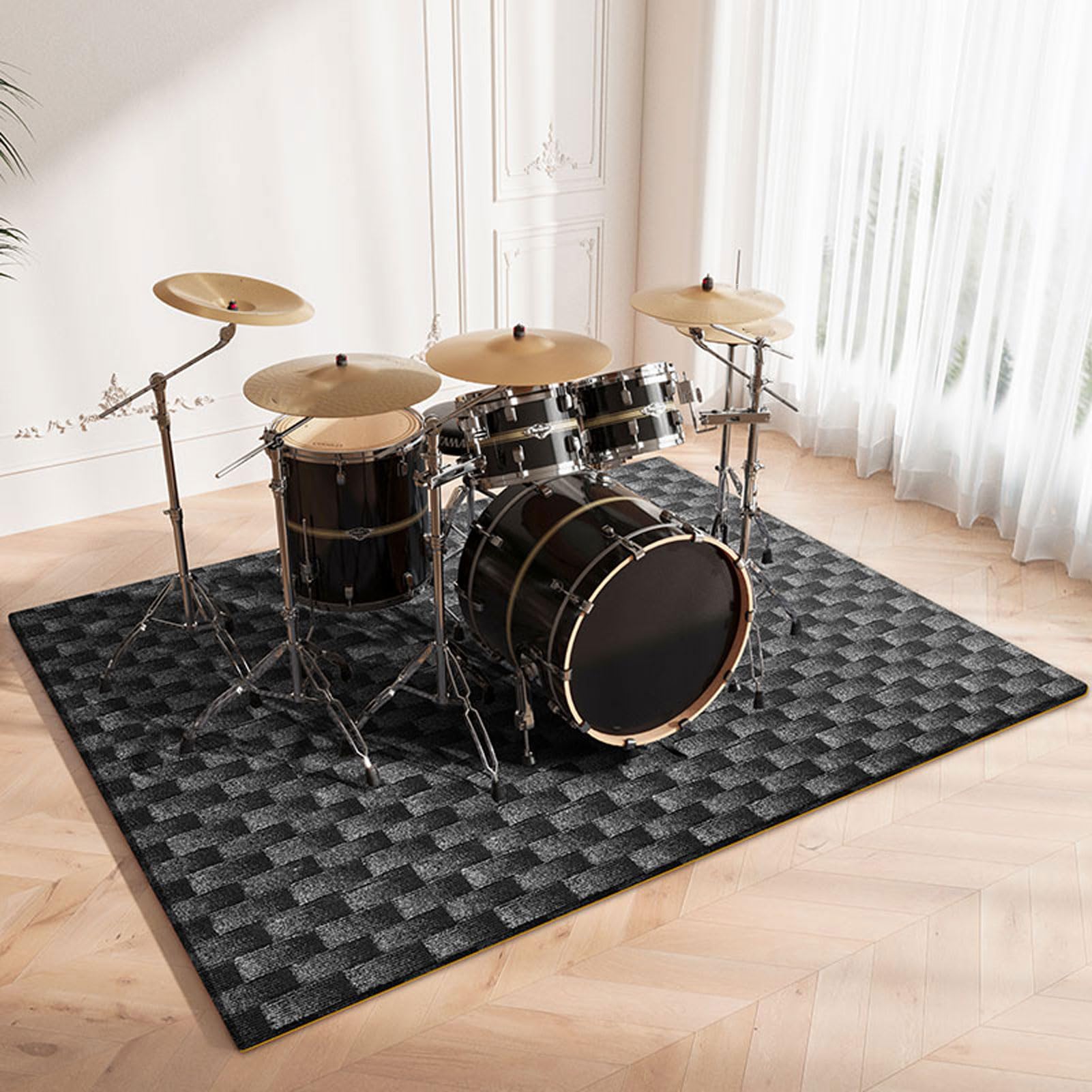 Tapis de batterie insonorisé pour batterie de jazz électronique, design antidérapant, parfait pour grosse caisse, caisse claire et autres instruments de musique