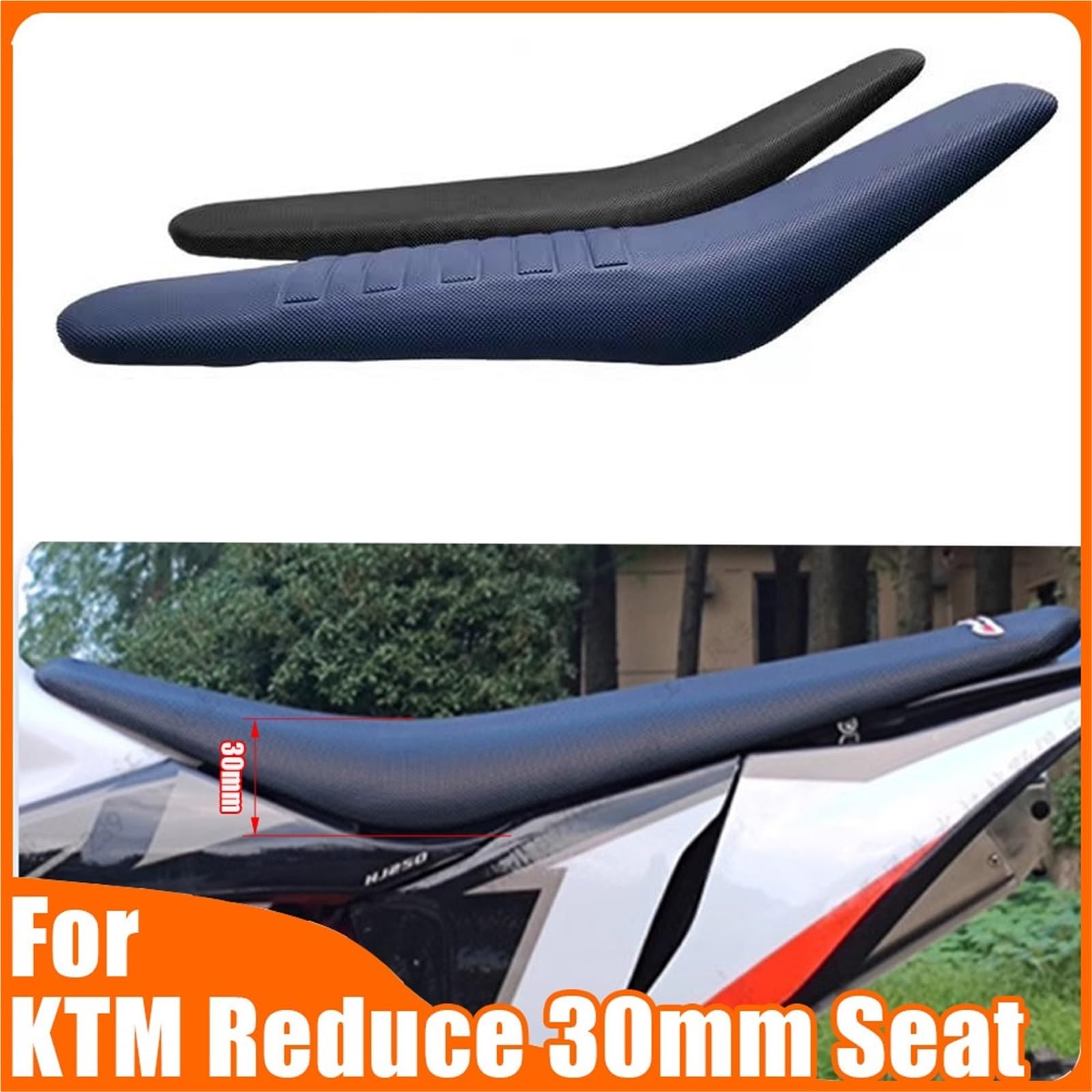 Siedzenia motocyklowe Ławka motocrossowa o 30 mm niższa od oryginalnej pasuje do KTM EXC EXCF SX SXF XC XCF XCW XCFW 125-500 2020 20212022 pokrowiec na siedzenie(Black)