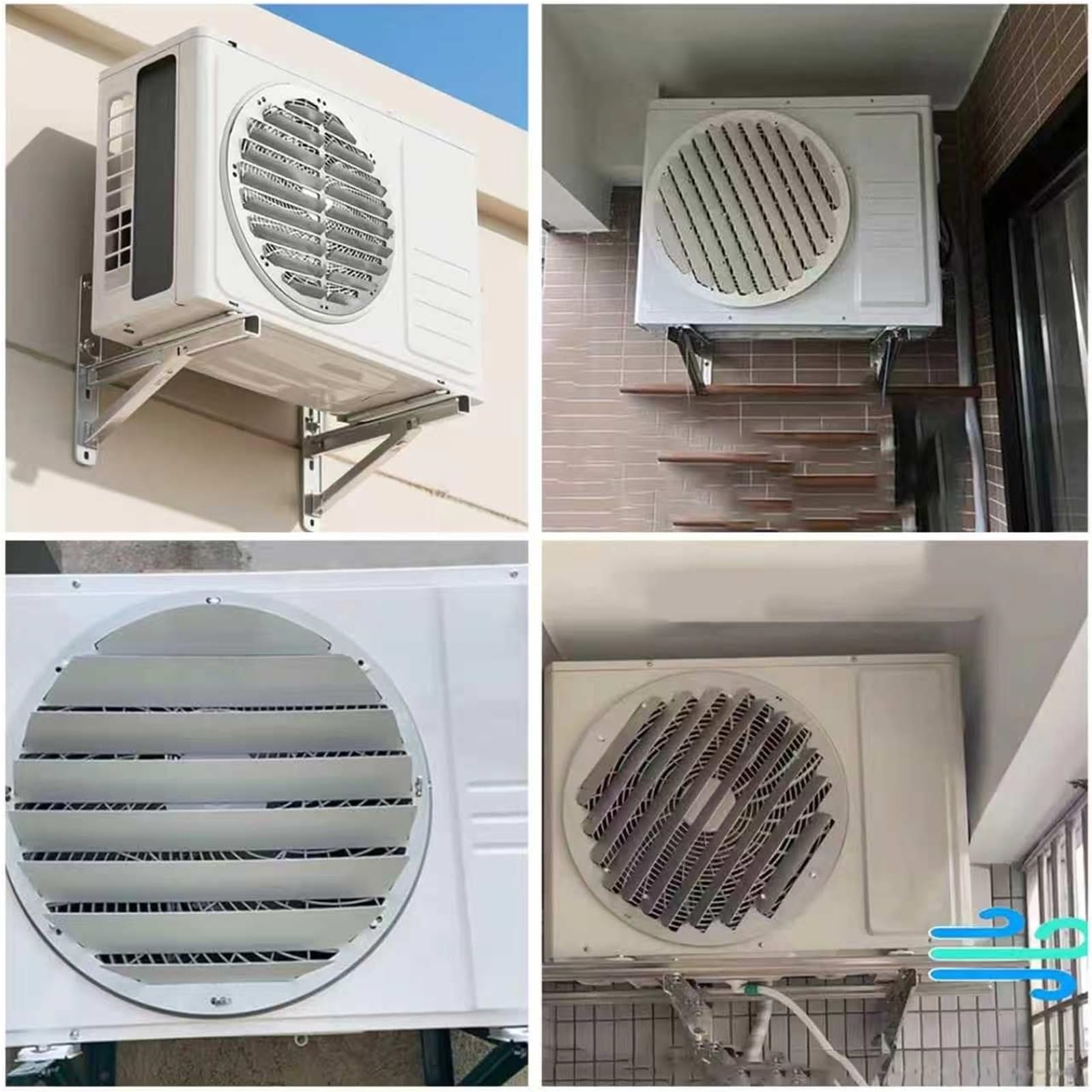 Deflettore condensatore AC esterno, 71,1 cm, feritoie di sfiato del condizionatore d'aria, protezione anti-diretta per un raffreddamento efficiente, deflettore d'aria durevole per unità Dia 10-48