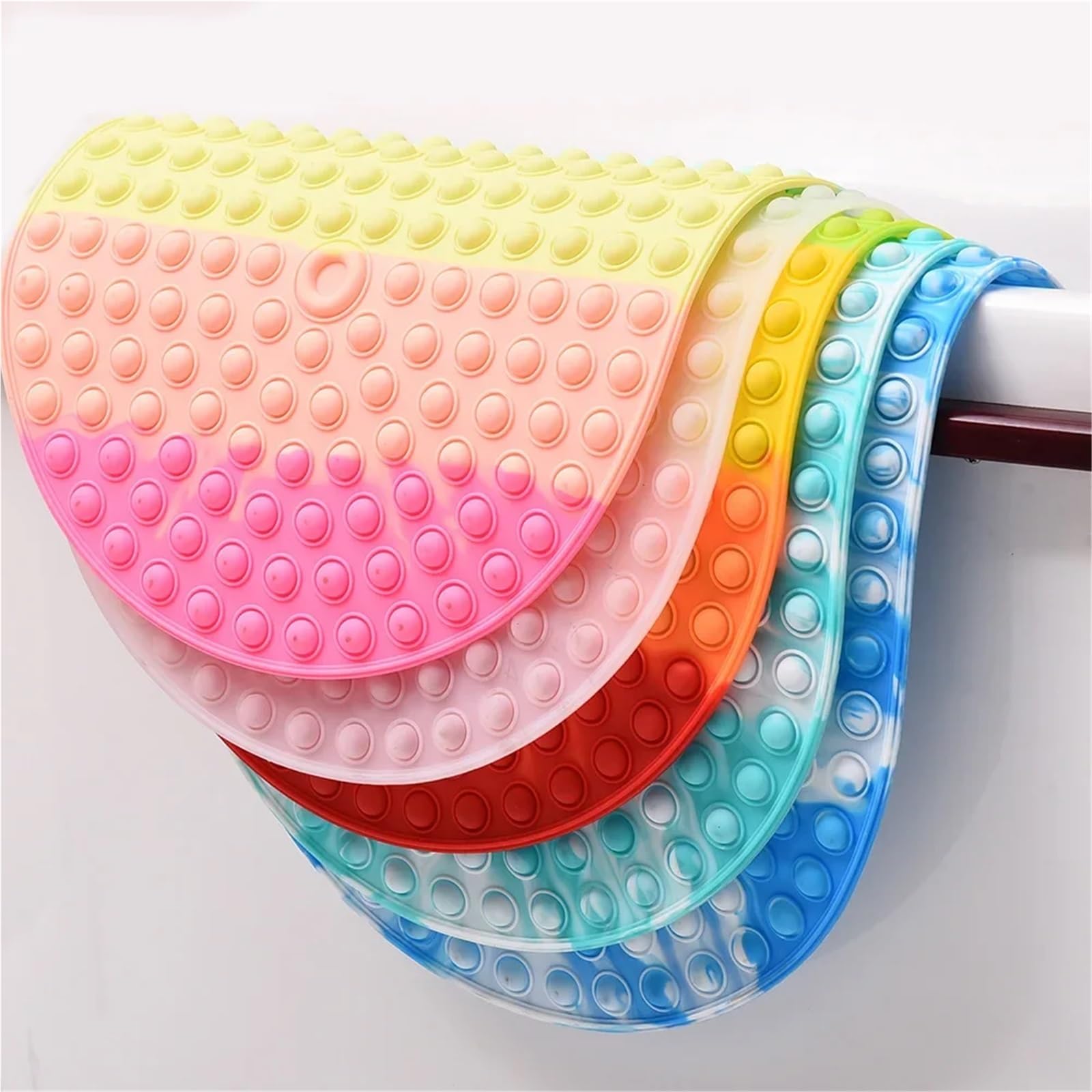 Badewannenmatte Silikon-Blase-Badematte, Kinder-Badematte, Badewanne, Badezimmer, rutschfeste Matte, Weicher Badezimmerteppich, Duschmatte(Pink,58x34cm)