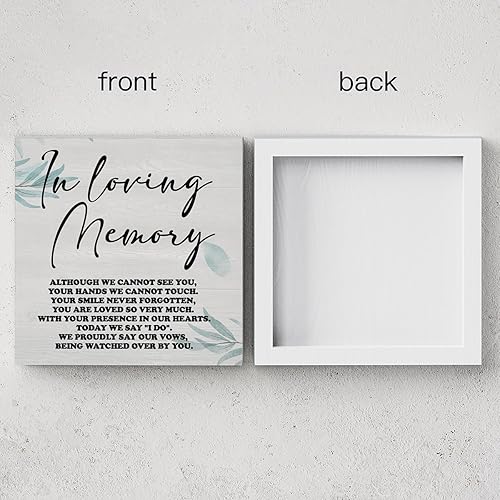 Miniatura 3 de Cartel de caja de madera con poema conmemorativo rústico, decoración de mesa, placa en memoria amorosa, aunque no podemos verte, letrero de caja de