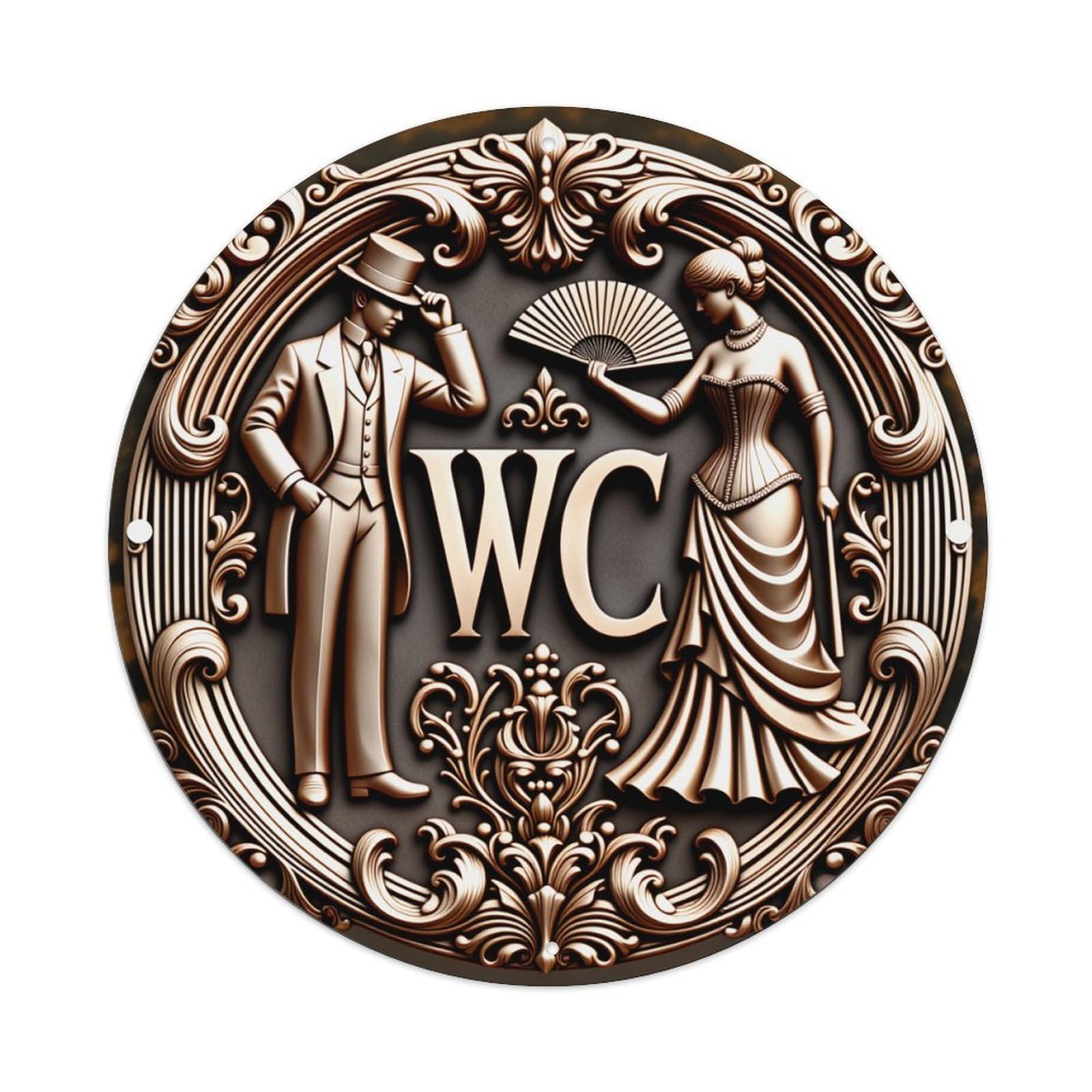 Elegant Victorian Couple WC Sign Metal Tin Sign Vintage Garden Bedroom Cafe Bar Man Cave Home Wall Decor Metal Poster 8x8 inches
