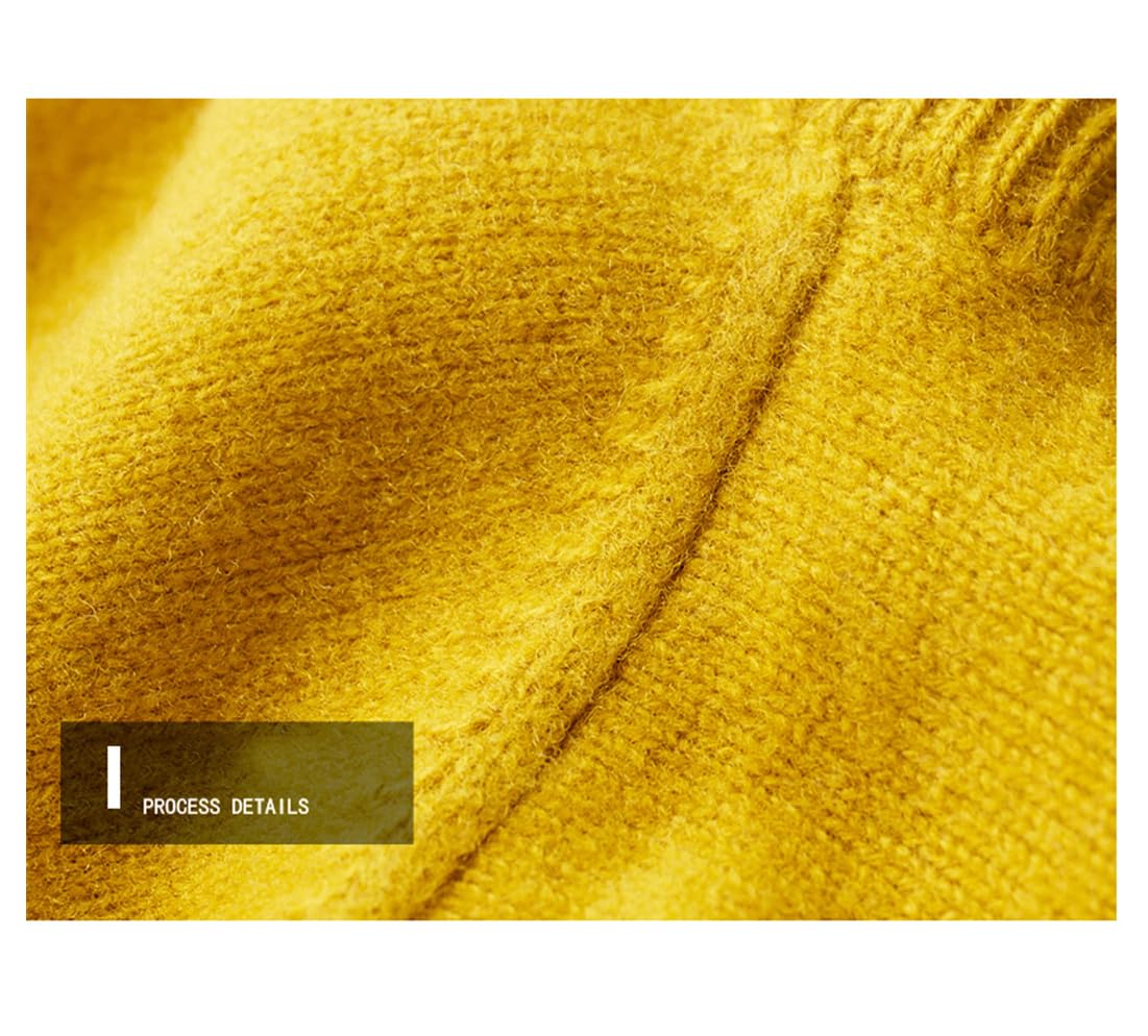 FULBHPRINT Suéter Suelto De Cuello Redondo Grueso para Hombre Otoño Invierno 100% Jersey De Lana con Parte Inferior De Punto En El Interior