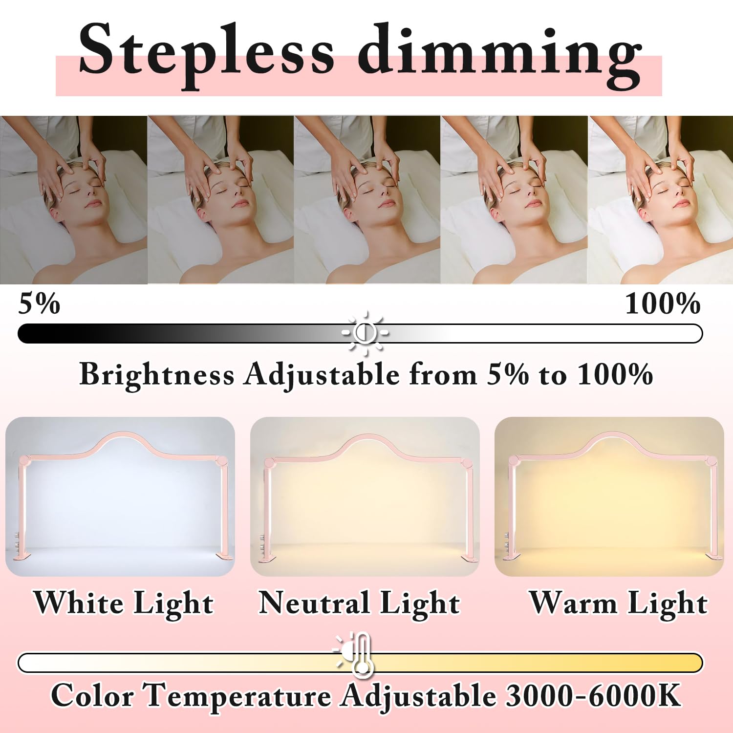Halbmondlicht für Nageltisch Halbmond-Nagellampe Nageltischlampe Halblicht Nail Tech Licht für Nail Tech Mondlampe mit Telefonhalter Nail Tech,Gold,34 Inch