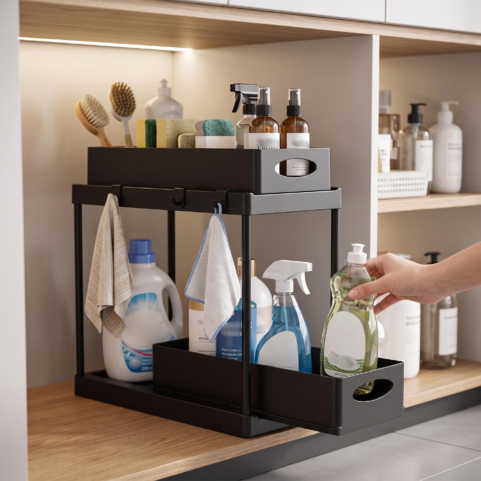 Organizer Pod Zlewem 2 Poziomy Wysuwany Stojak (BLACK)