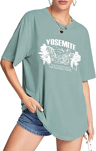 Miniatura 4 de CSDAJIO - Camiseta de manga media con cuello redondo, holgada, con estampado vintage, estilo túnica, casual de verano para mujer