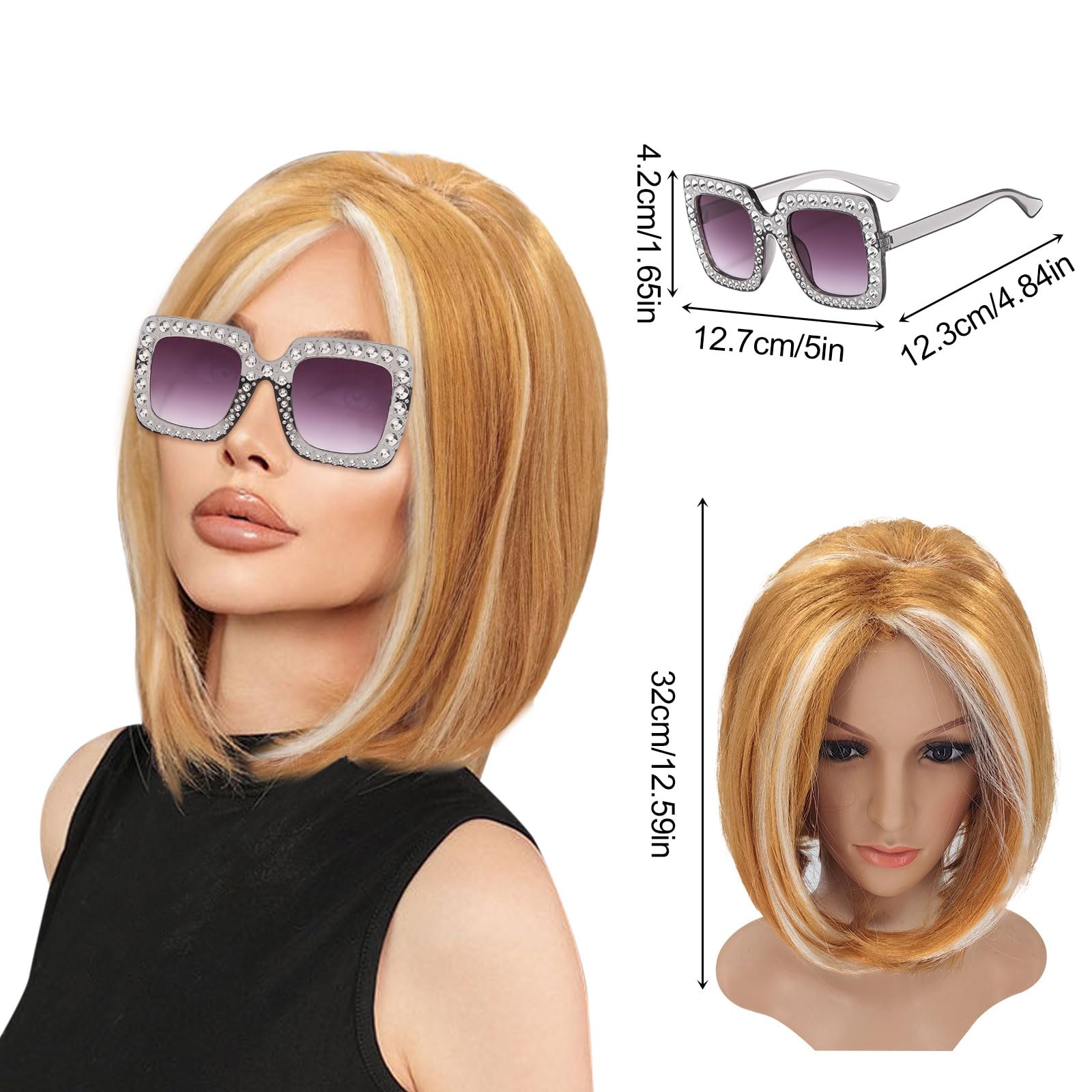 UILYNIU Ginger Wig and Sunglasses - Image 2