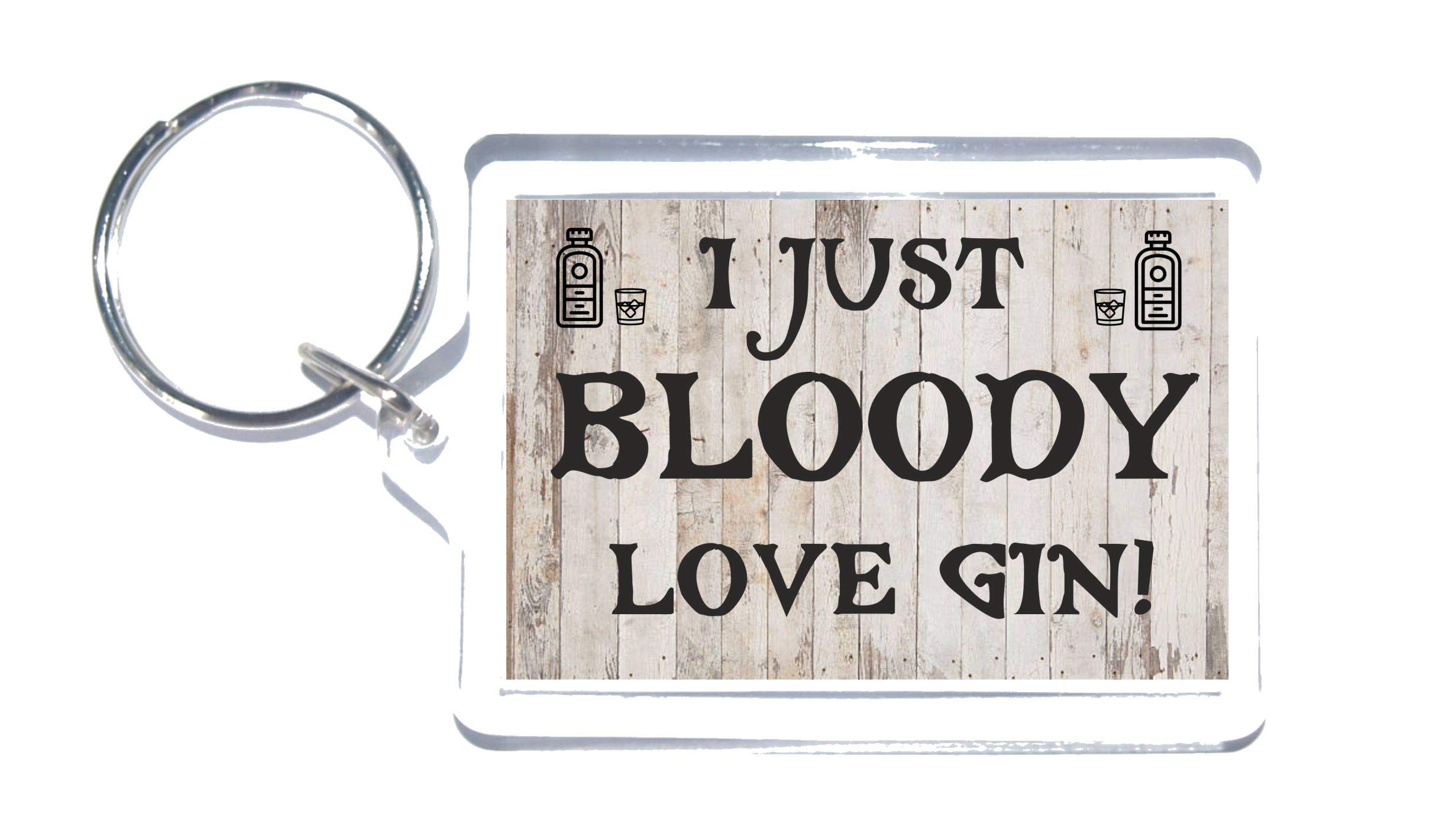 Clare's Cosmetics Fun Gin Lover Gift - I Just Bloody Love Gin - Novelty Alcohol Keyring