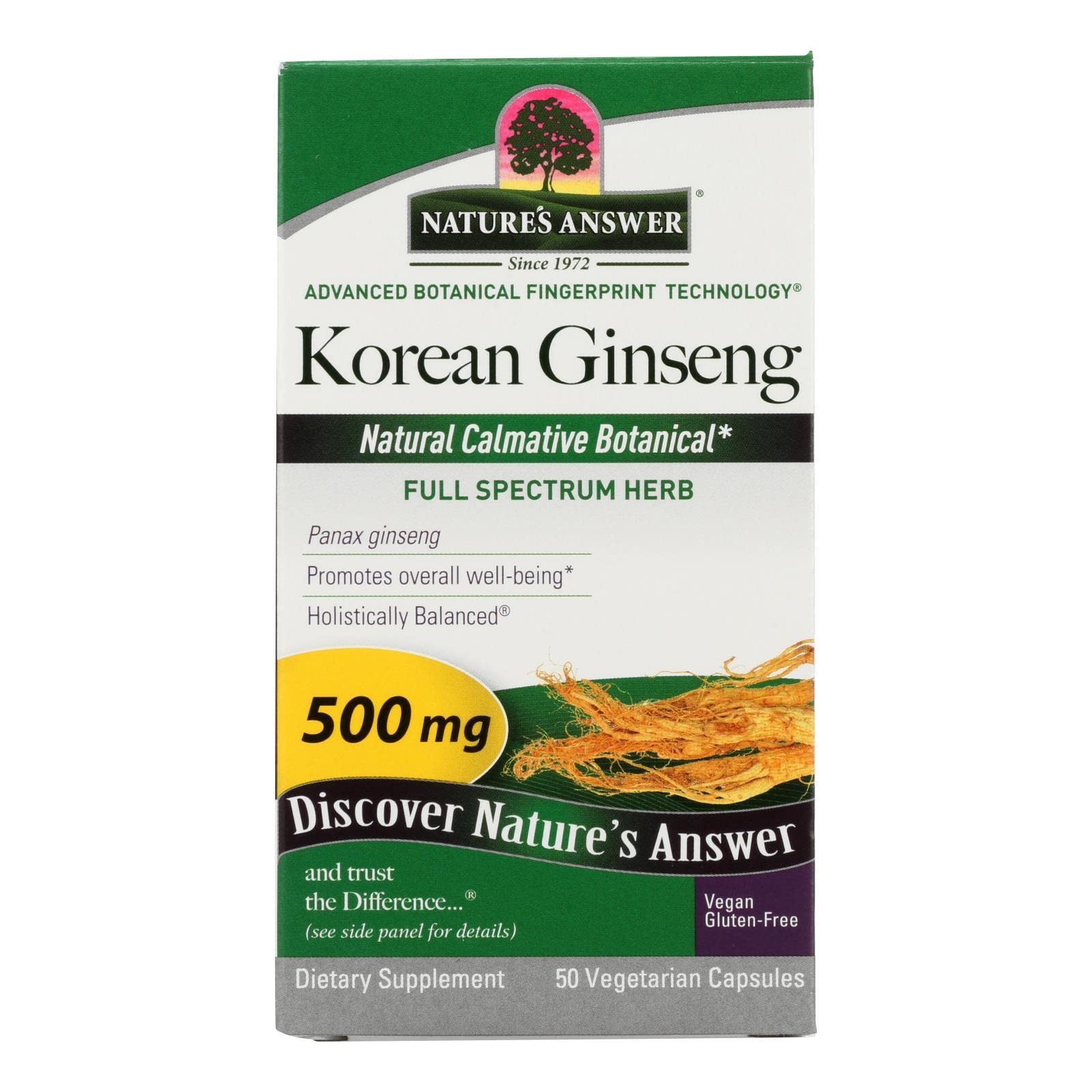 Nature's Answer Korean Ginseng, 500 mg, 50 Vegetarian Capsules