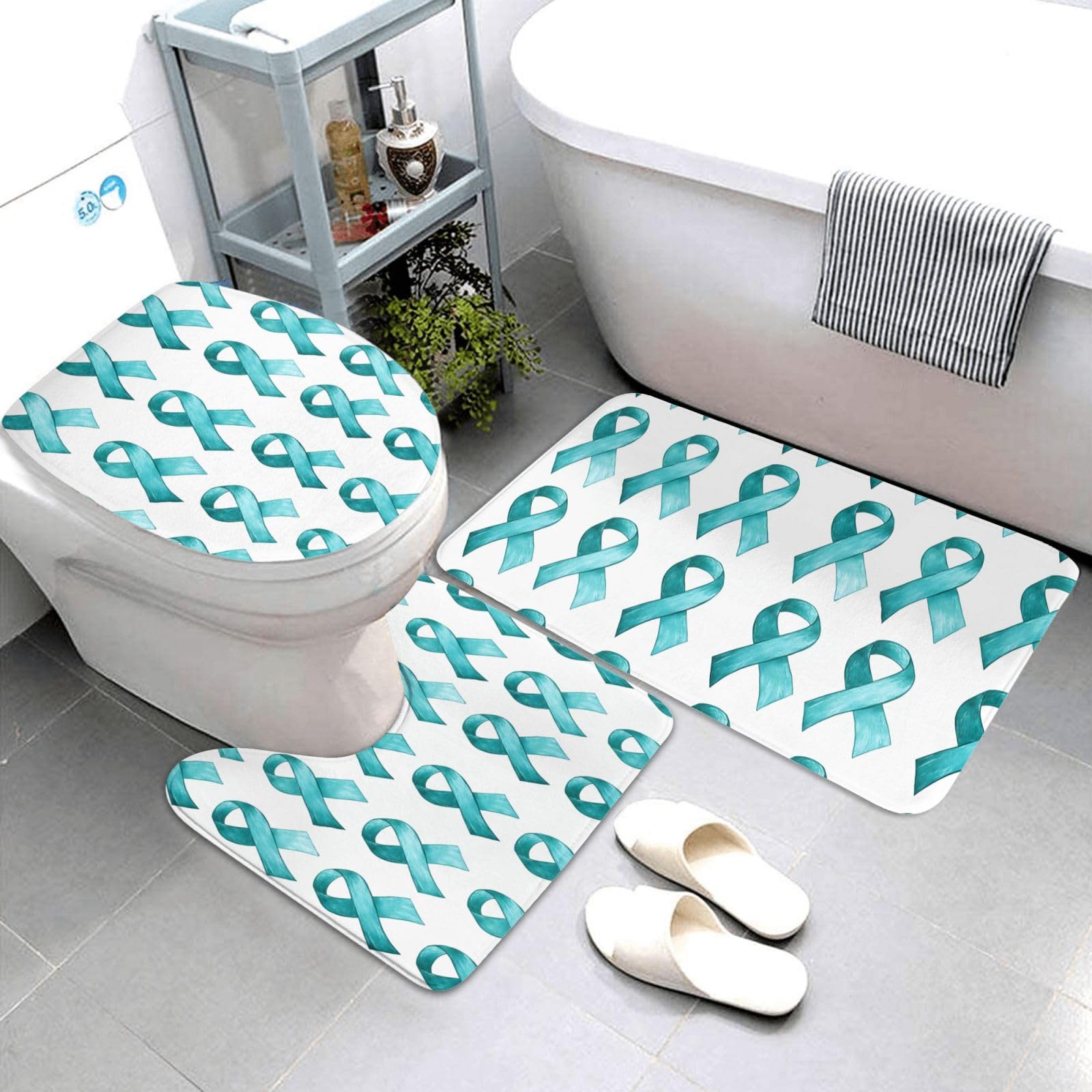 Tapis de salle de bain antidérapant bleu sarcelle pour éviter les sols glissants