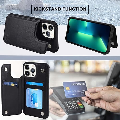 Miniatura 5 de VANAVAGY Funda tipo cartera para iPhone 13 Pro Max para mujeres y hombres, funda de cuero con tapa para teléfono compatible con soporte magnético