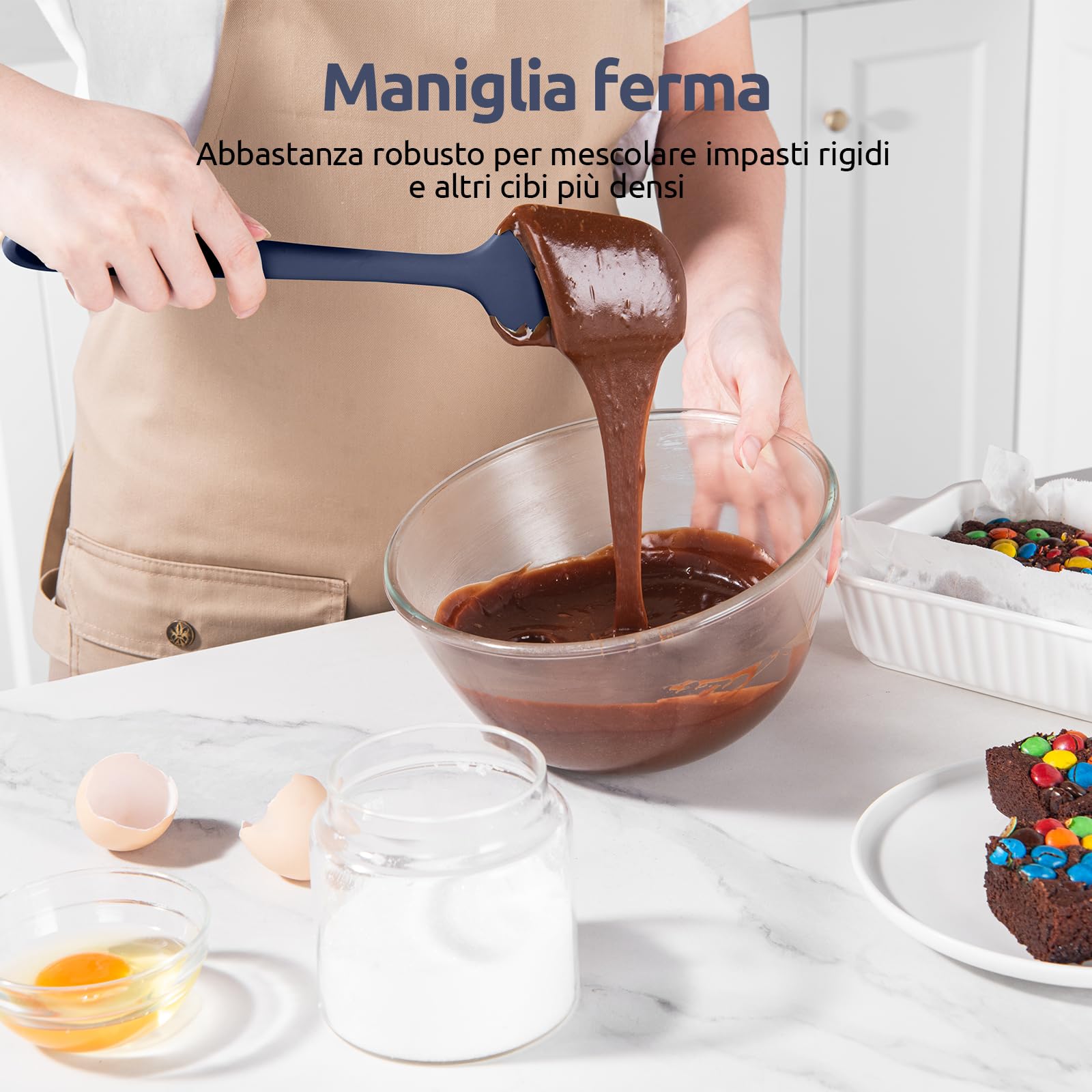 Spatole Silicone Set di 3: U-Taste 315℃ Resistente al Calore, Gomma Flessibile senza BPA Cucchiaio Leccapentola, Raschietto per Pentole Antiaderenti per Cucina Cottura Miscelazione (Blu Notte)