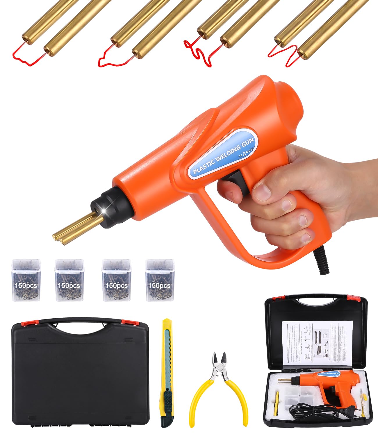 70W Plastica Saldatrice, Kit di Riparazione Paraurti Auto, Plastica Riparazione Saldatura Kit con 600PCS Caldo Cucitrice, Saldatore Pistola Riparazione Macchina, Saldatrice per Plastica Riparazione