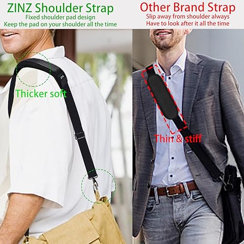 Miniatura 5 de ZINZ Correa de hombro de 58 pulgadas ultra gruesa fija acolchada y hebillas ajustables correa cruzada para maletín portátil bolsa equipaje