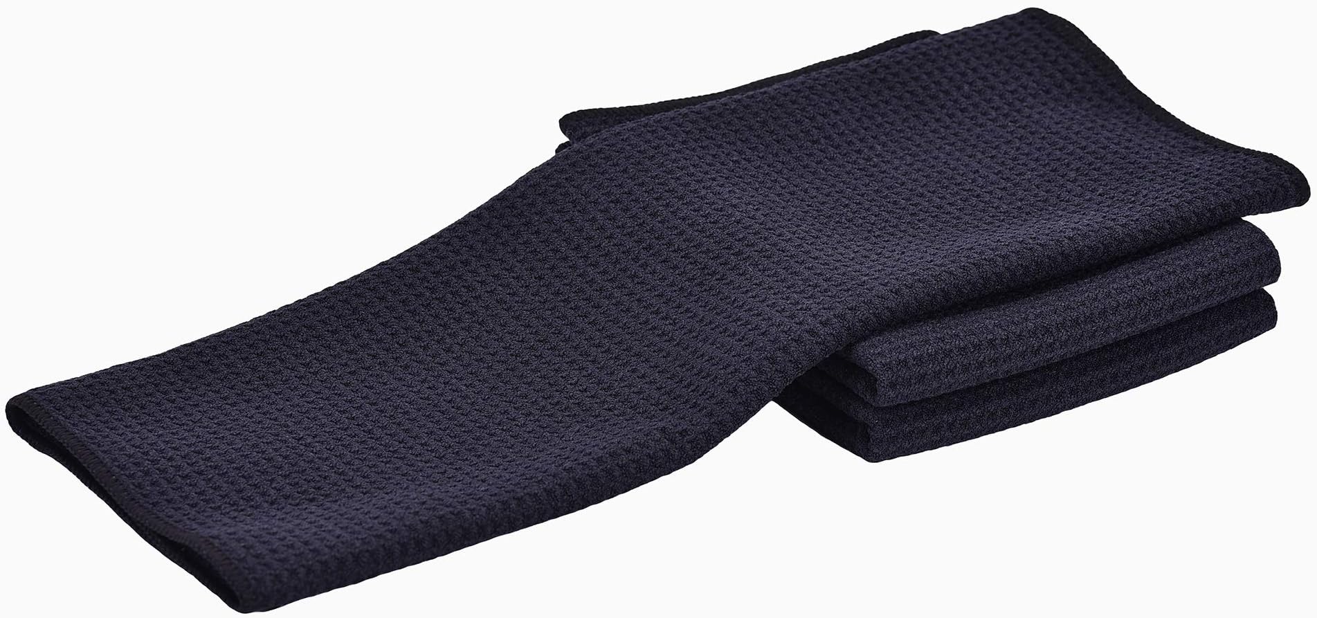 Microfiber Kitchen Towel, Super Absorbent Fast Drying Waffle Weave Dishcloths, Dish Drying Towels, Set of 3 Cleaning Cloths Hand Towels (Black, 16"x24")