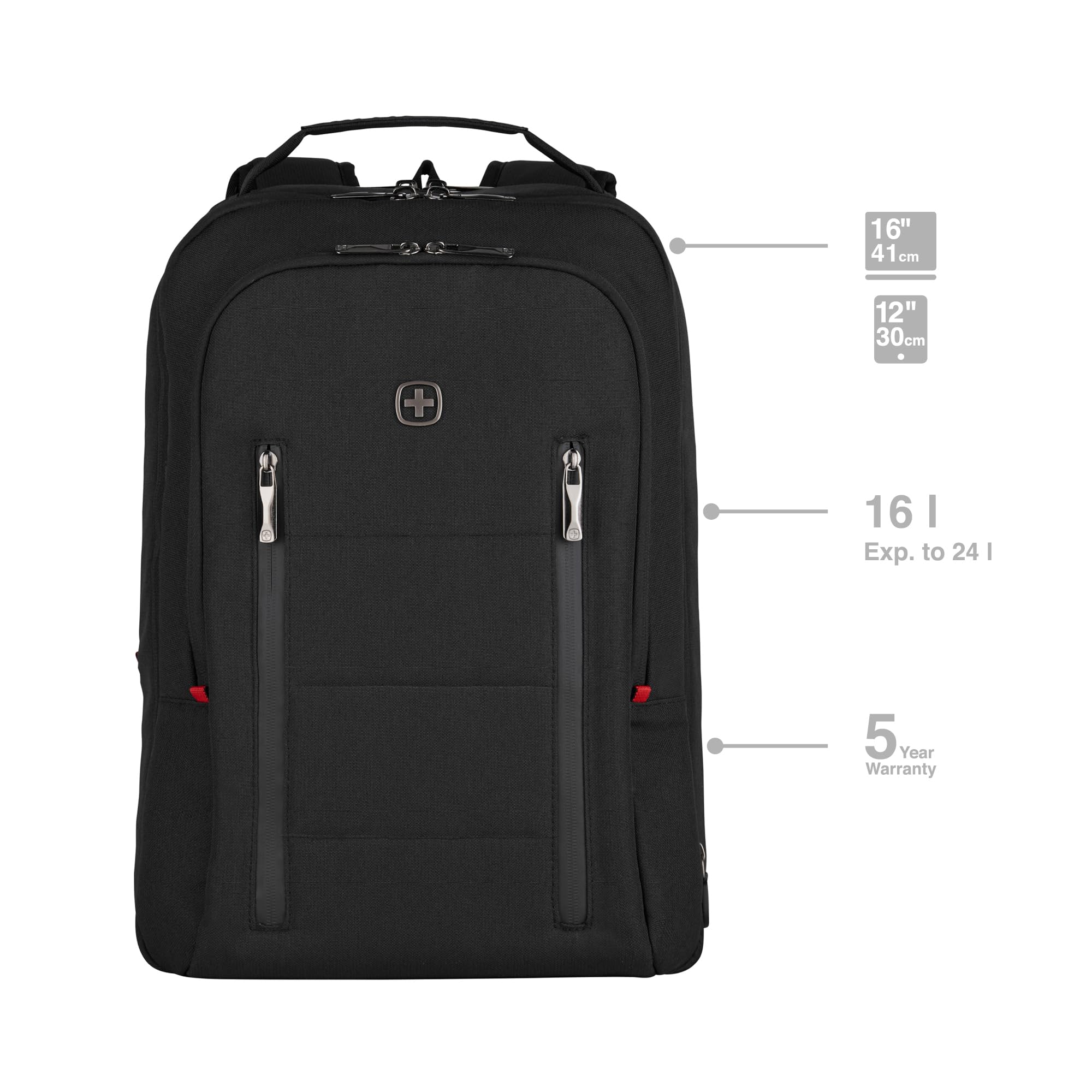 Wenger CityTraveler Laptop Backpack, Expandable, Fits up to 16″ Laptop, up to 12″ Tablet, 16 l, Unisex, Ideal for Business Uni School Travel, Black
