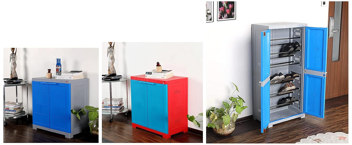 Cello Novelty Compact Shoe Rack (Blue and Grey) (25 x 24 x 15Inches