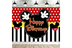 Mickey Mouse Birthday Backdrop Happy Birthday Dots Photography Background Banner