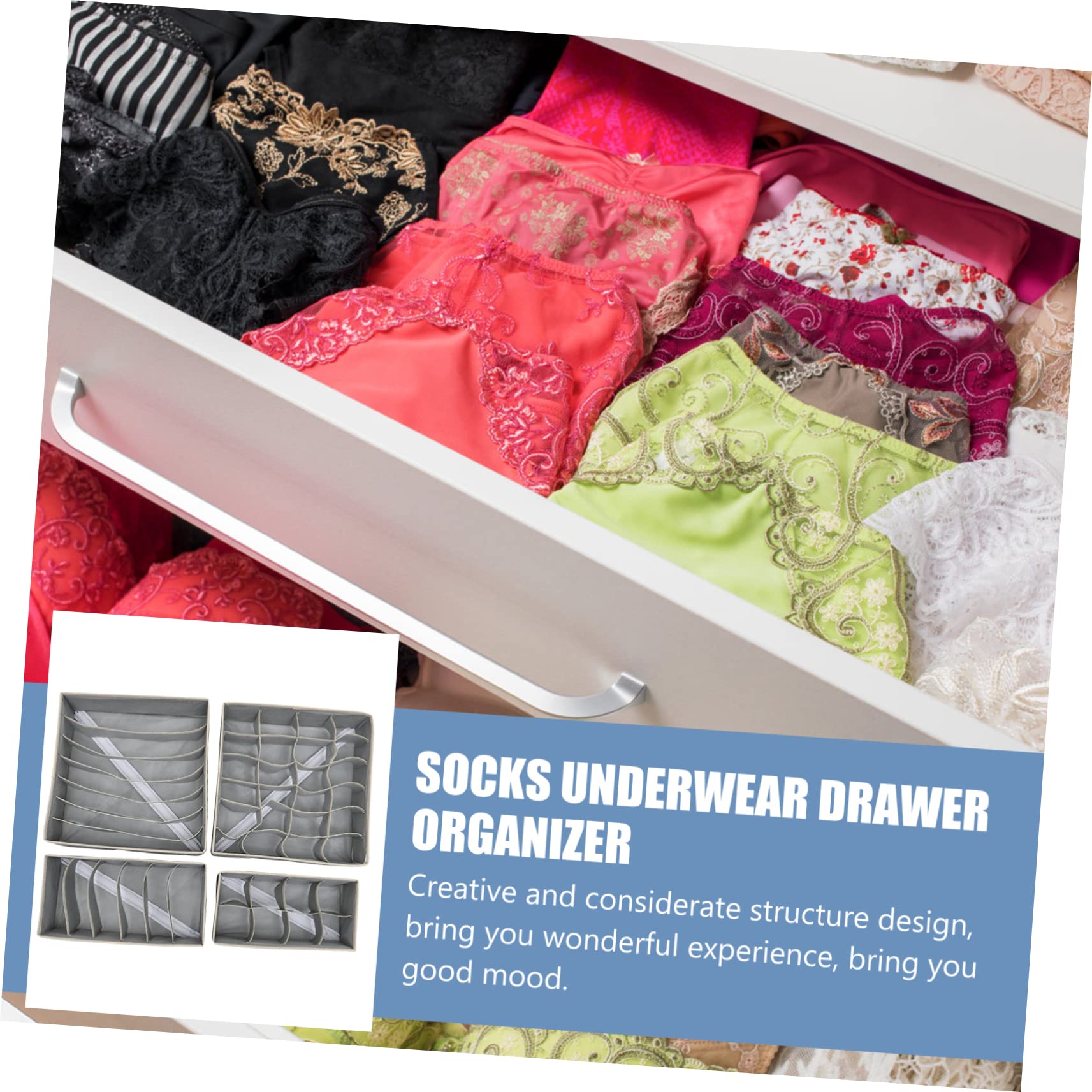 Scatola Organizer per Biancheria Intima e Calzini 7 Scomparti Non Colorato Set da 1 per Cassetto Armadio