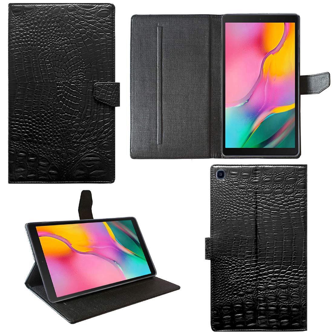 Zaoma Flip Cover for Samsung Galaxy Tab A 10.1 (2019) 10" Tablet Model No. SM-T510 / SM-T515 Crocodile Finish Black (B08K4Q123M) Amazon Price History, Amazon Price Tracker