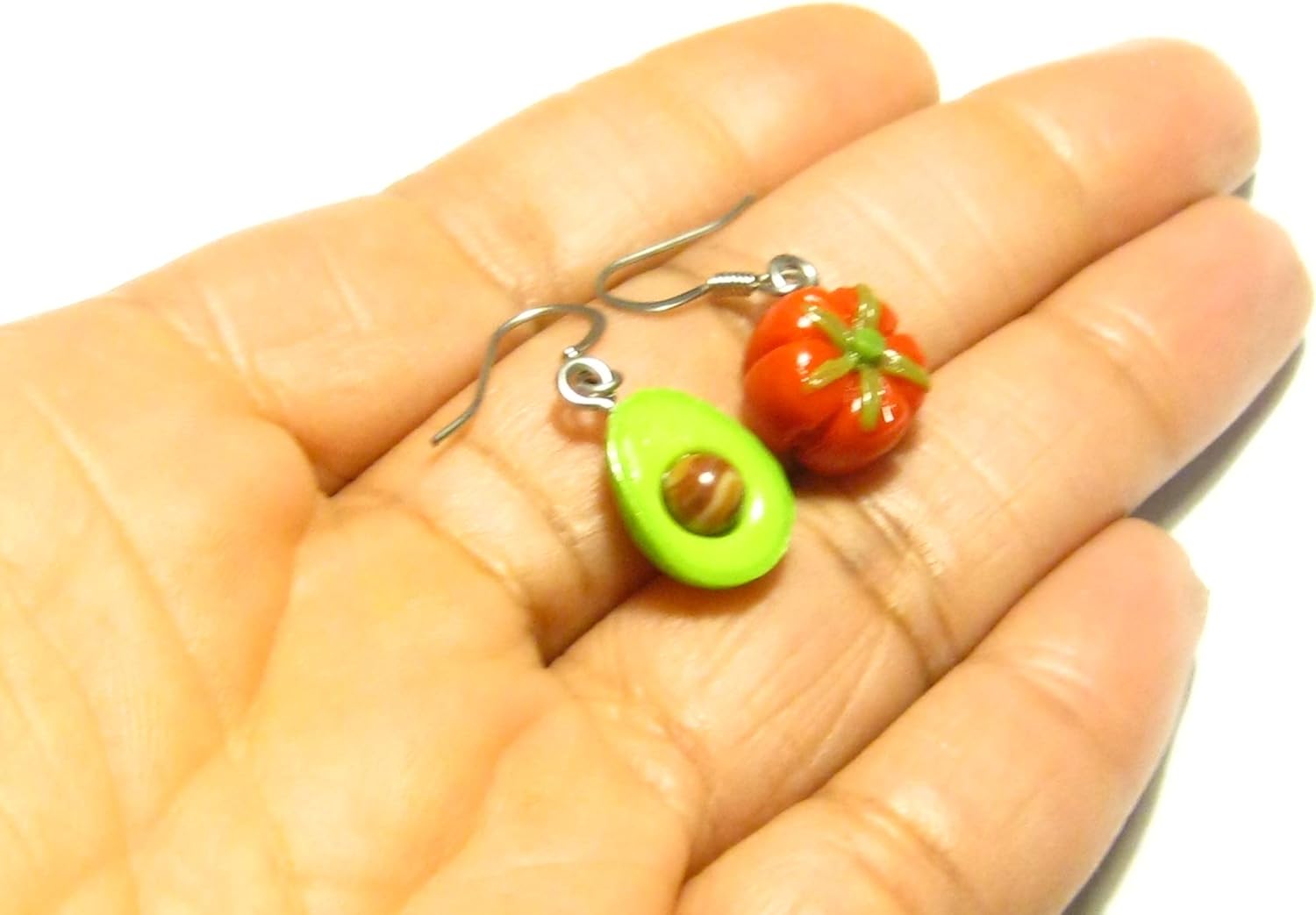 Making Salsa - Tomato Avocado Earrings - Tiny Food Jewelry