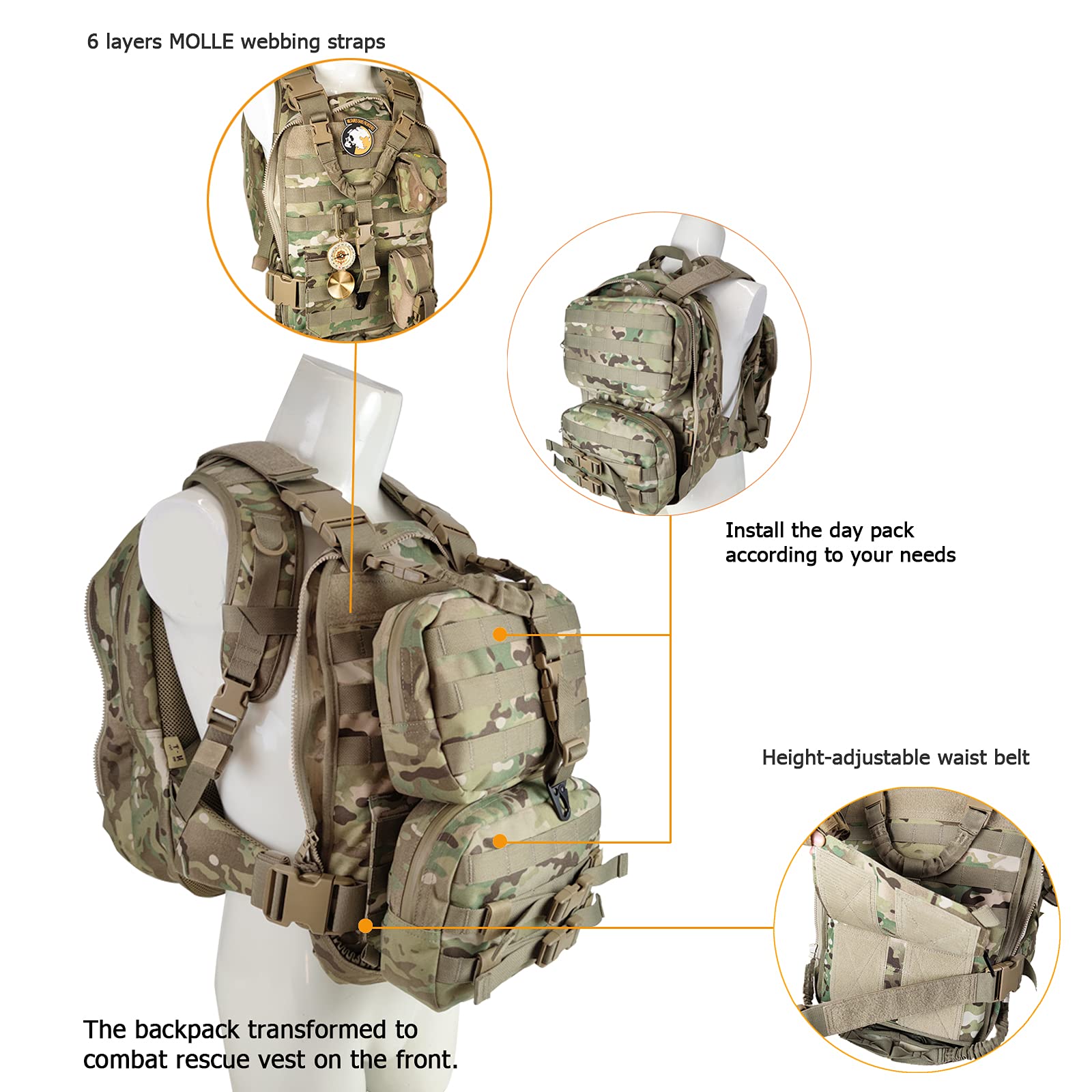 Amazon.co.jp: MT Tactical ファストアクションリュックサックシステム