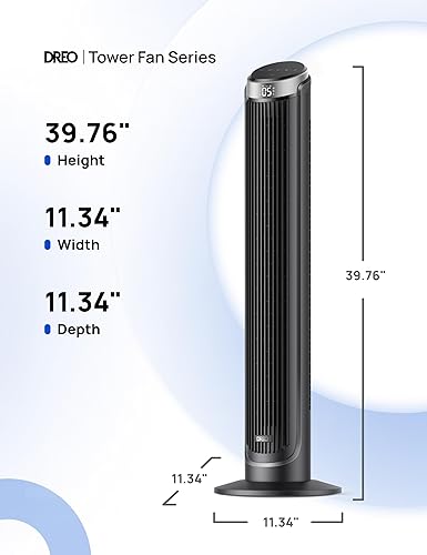 Miniatura 8 de Dreo Ventiladores de torre inteligentes para dormitorio, ventiladores oscilantes de 90 para interiores, 5 velocidades, 4 modos máximo de 26 piess,