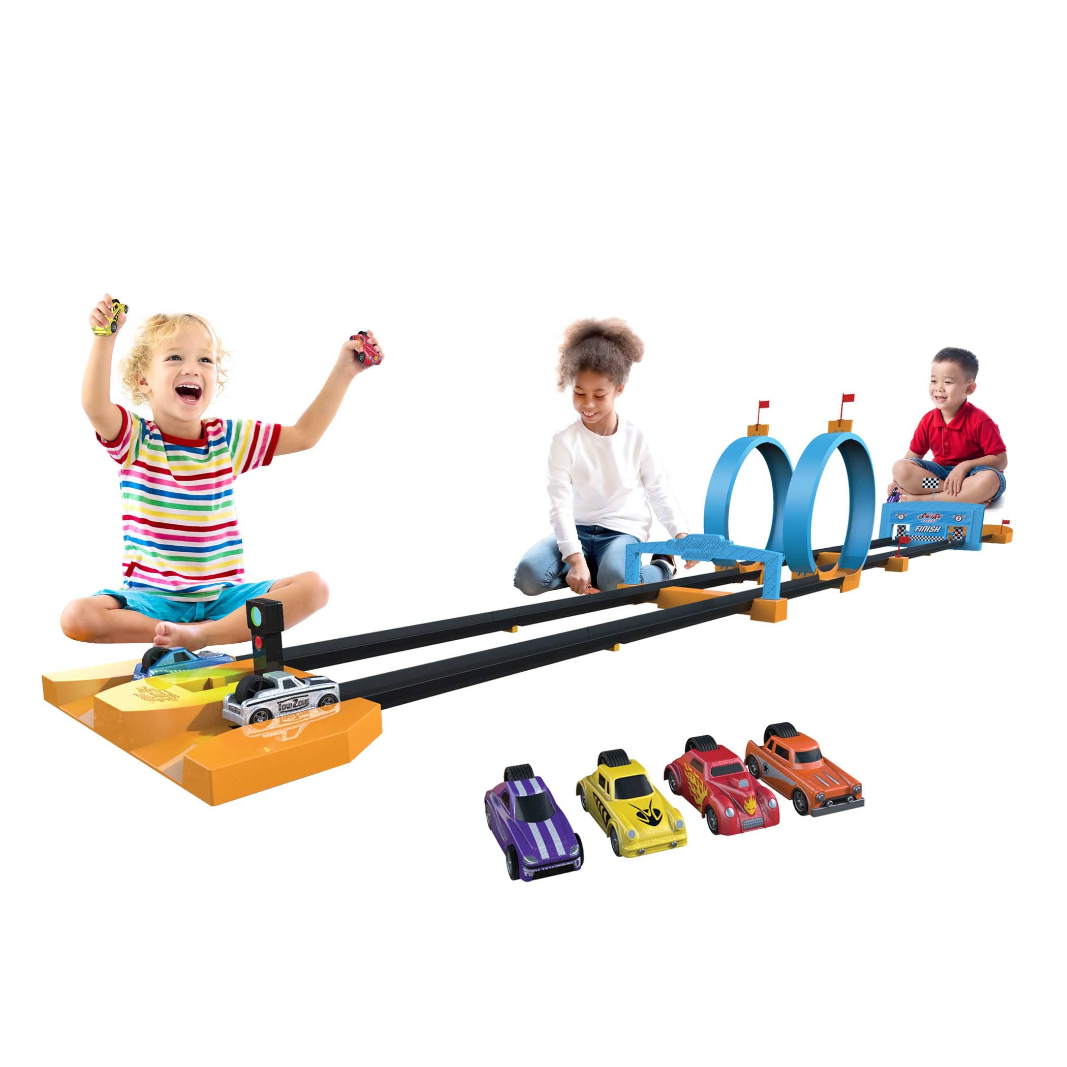Spin 'n Rip Racers | Double Loop Track Set | Fun Race Track | Perform Cool Stunts and Race Head to Head with This car Race Track | Challenge Yourself and Compete with Friends (Double Loop)