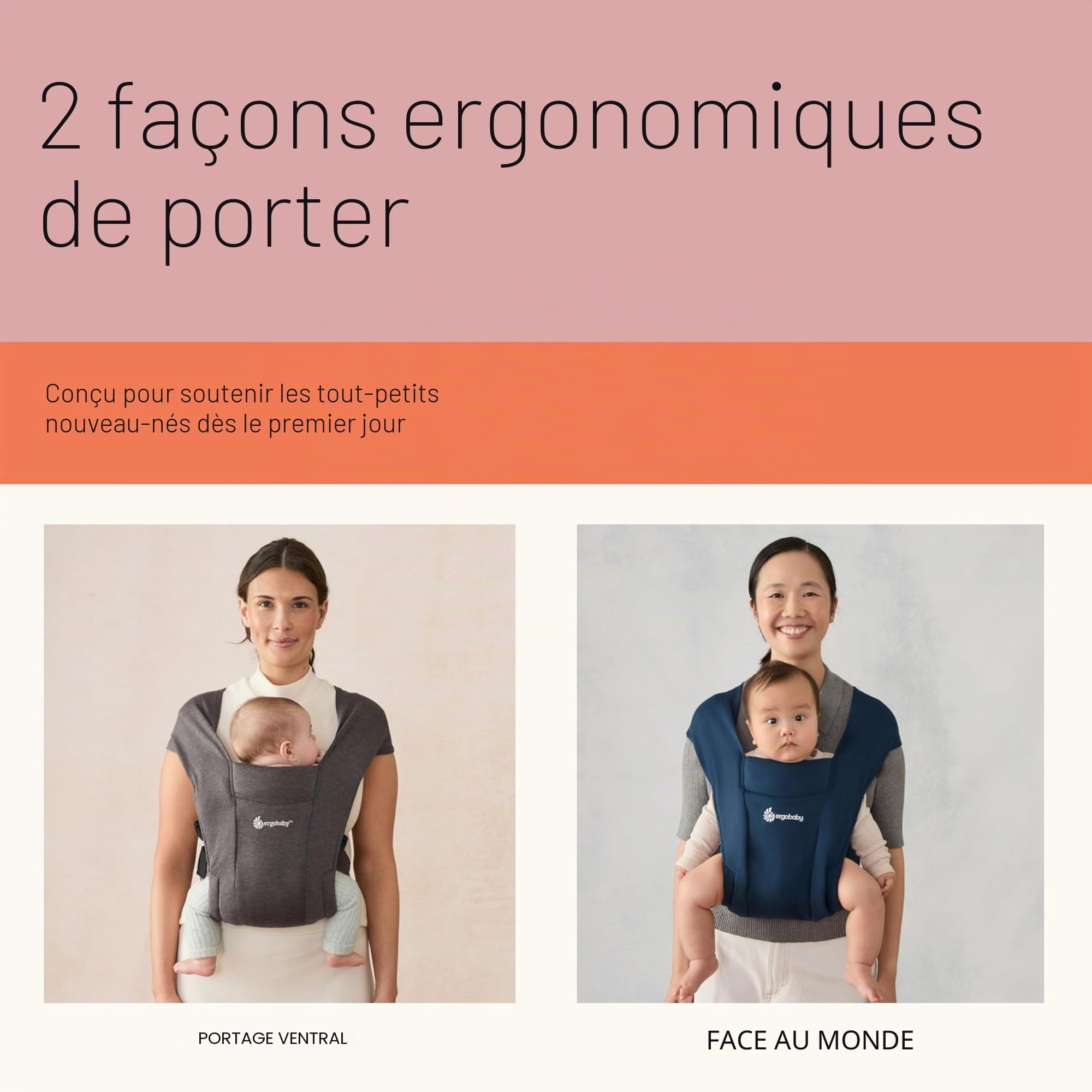 Ergobaby Embrace Porte Bebe Nouveau-ne Physiologique et Ergonomique Extremement Doux, Cream