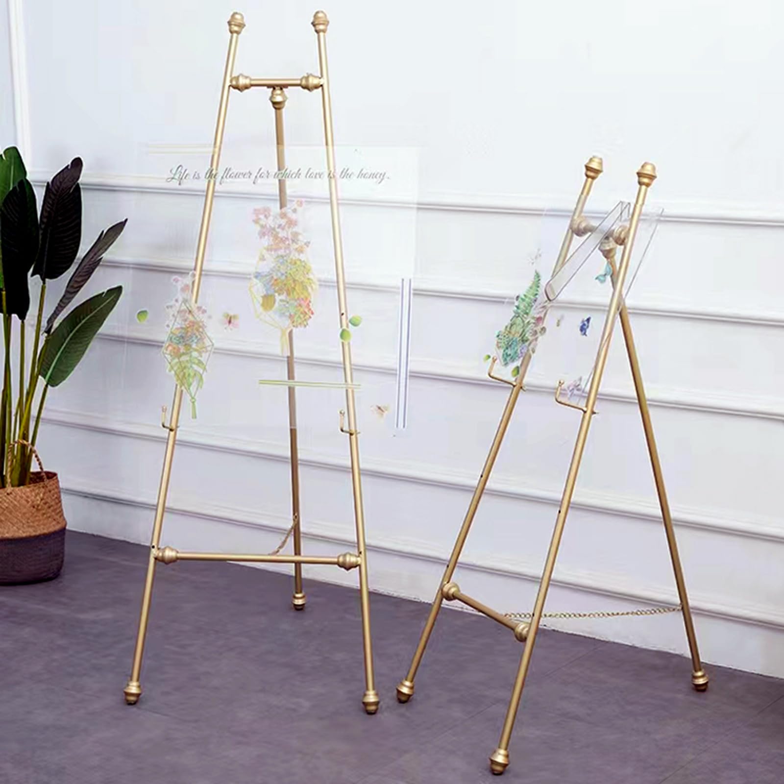 Ausstellungsstaffelei für Hochzeitsschild und Poster, 120/145 cm hoher Staffeleiständer, tragbare faltbare Kunststaffelei zum Malen, Zeichnen, Skizzieren (Größe: 145 cm, Farbe: Weiß) (Weiß 145 cm) (Go