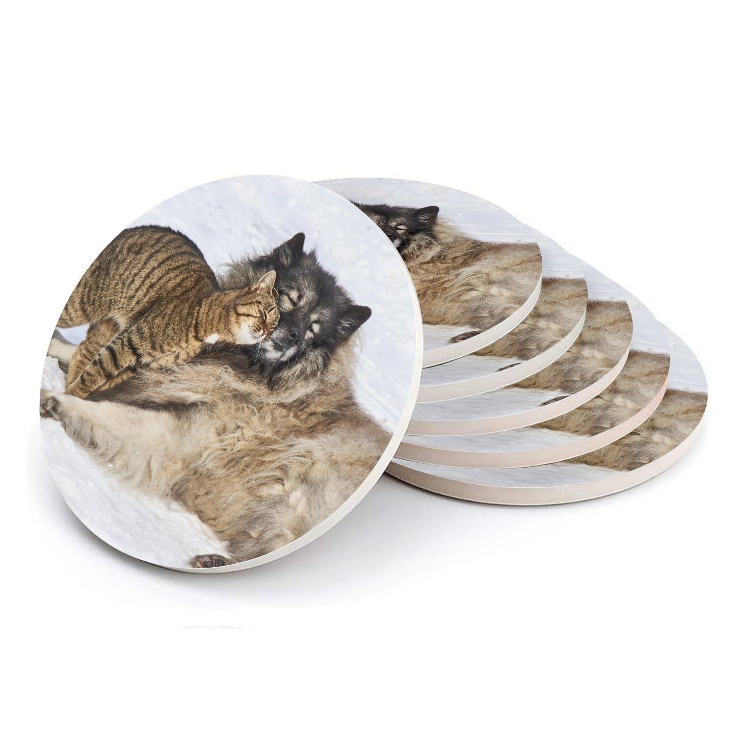 Sous verre ronds céramique cadeau parfait lot de 6 pour les amoureux des animaux