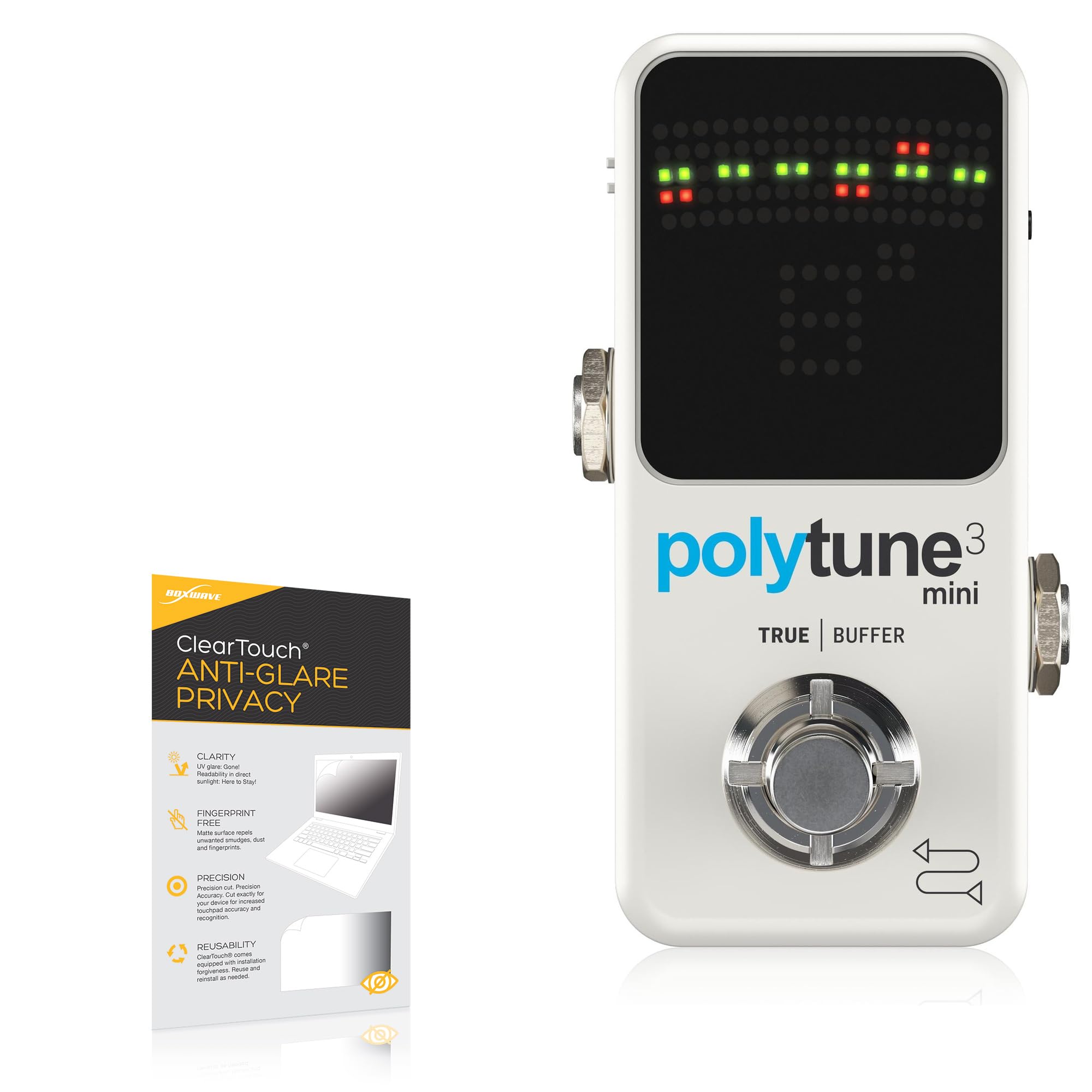 BoxWave Screen Protector Compatible with TC Electronic Polytune 3 Mini - ClearTouch Anti-Glare Privacy (2-Pack), Privacy Screen Protector Flexible Film Anti-Glare