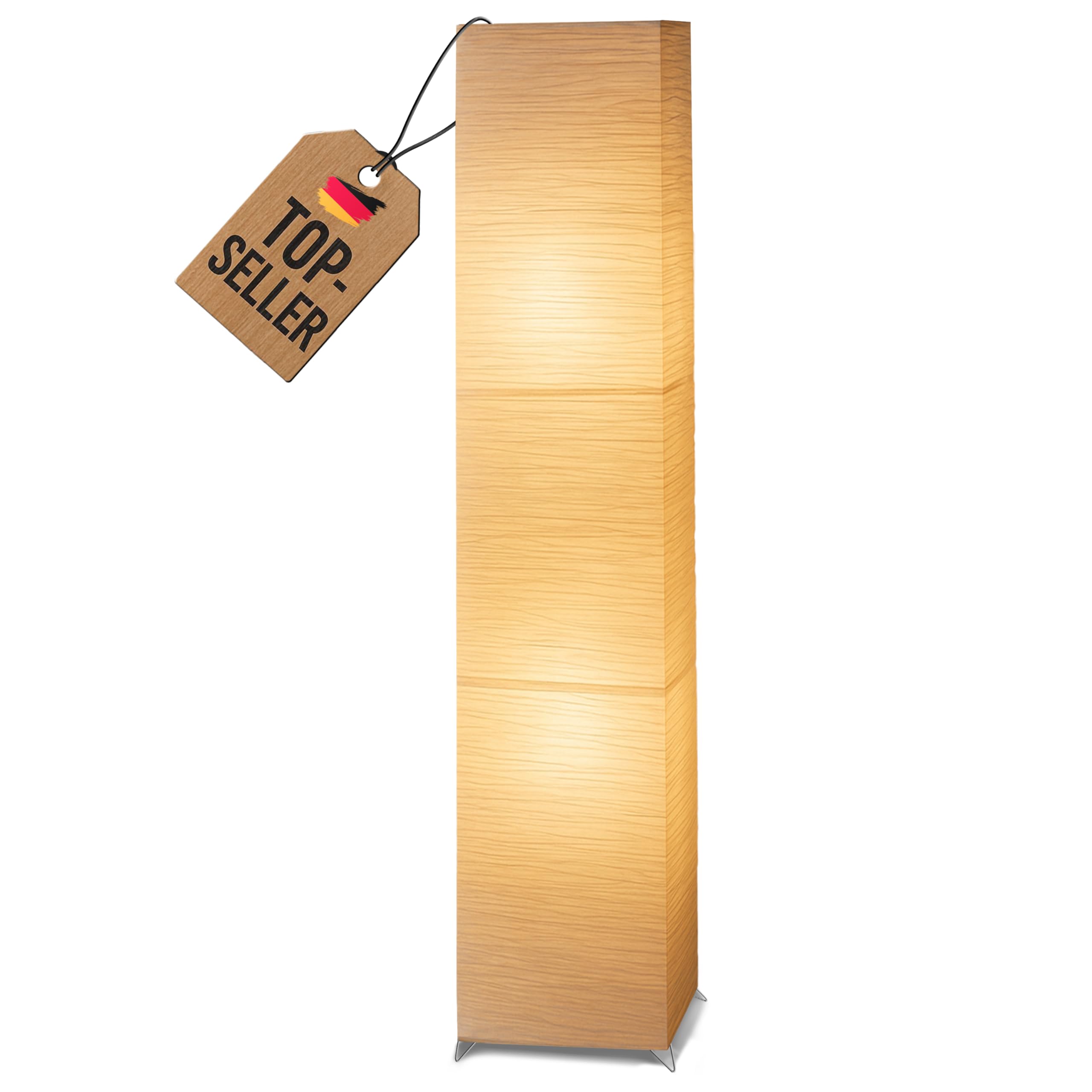 Trango 1213 Lampada da terra di design * OSLO * Lampada in carta di riso *FATTA A MANO* Lampada da terra con paralume beige incl. 2x attacco E14, forma: angolare, altezza: 123 cm, lampada da soggiorno