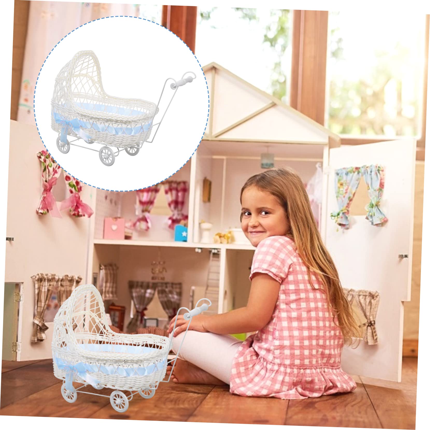 Cesto Intrecciato per Baby Shower Carrello a Forma di Cestino per Caramelle Bomboniere Piccolo Cestino per Fiori per La Decorazione della Casa