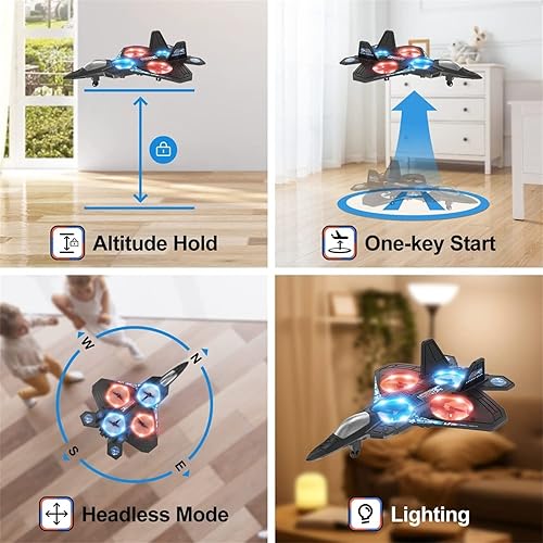 Miniatura 3 de Avión V17 Jet Fighter 2023 avión a control remoto resistente a caídas Aero Jet Drone con detección de gravedad y luces de giro de acrobacias de 360