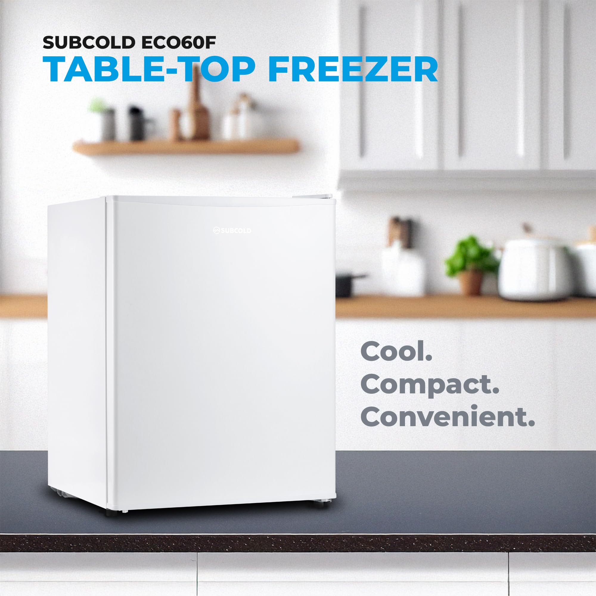 Subcold Eco60F Mini Freezer | 4-Star Table Top Unit | Energy-Efficient Appliance with Adjustable Thermostat & Reversible Door | Customisable Storage Removable Shelf (White) - 2