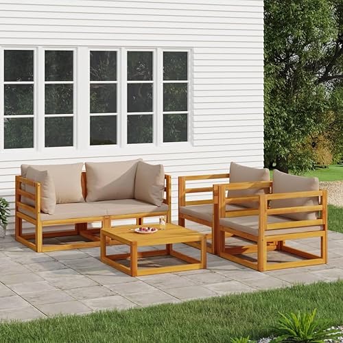 Miniatura 22 de 7-Piece Outdoor Patio Furniture Set with Green Cushions Solid Acacia Wood Modular Conversation Set for Backyard Balcony Porch Green/2x Corner + 4x