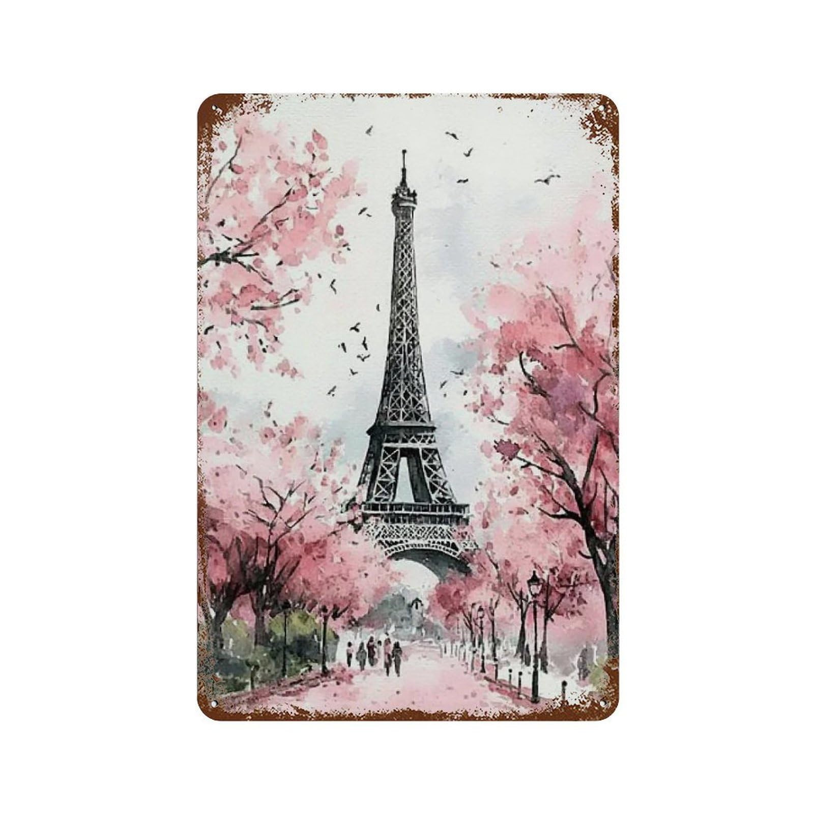 YHGERTKU Blush Eiffel 03 Wall Art Retro Iron Vintage Metal Tin Sign Poster Modern Decor for Living Rooms Gift 30x20cm